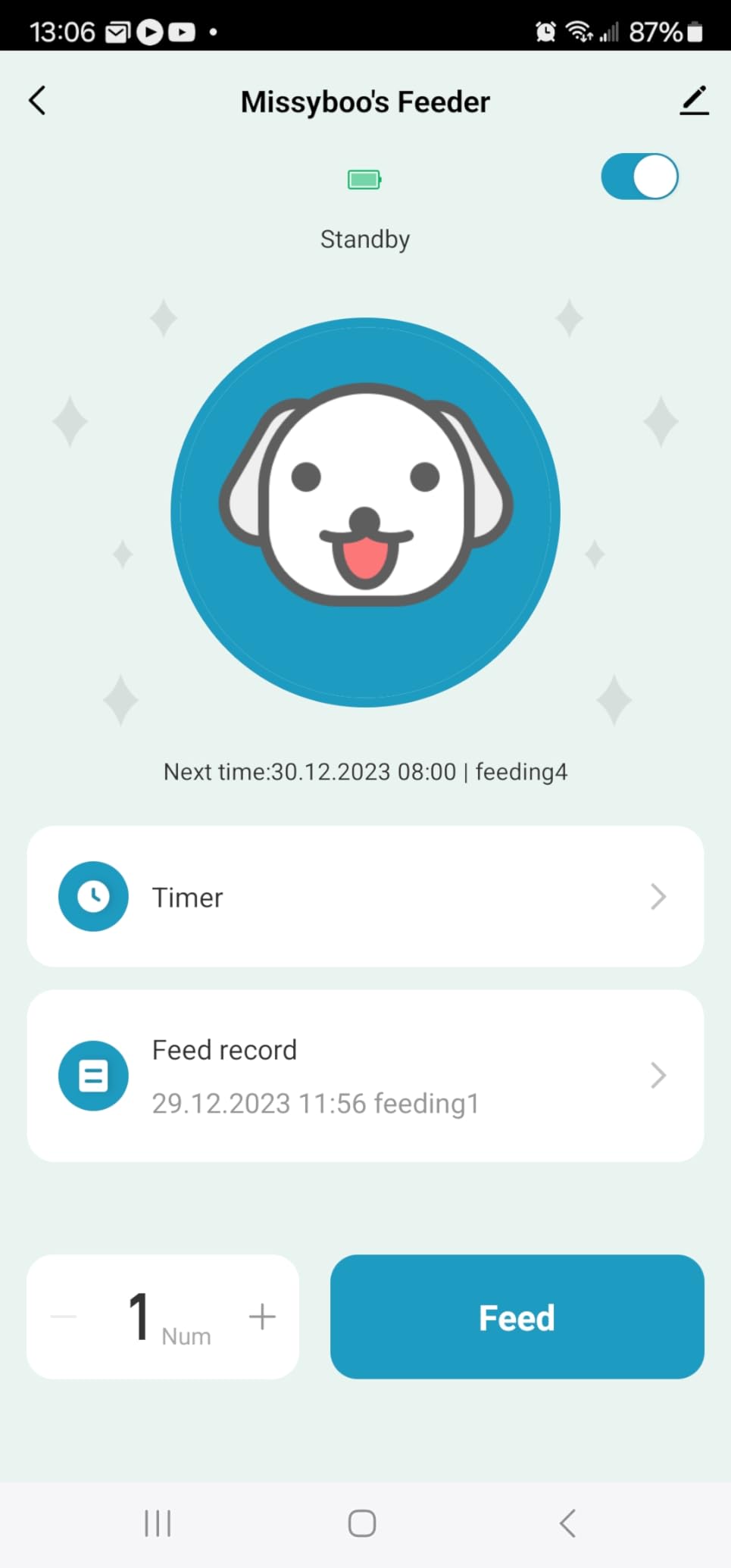 PAPIFEED Smart Automatic Cat Feeders: WiFi Pet Feeder with APP Control for Remote Feeding, Detachable for Easy Clean, Automatic Cat Food Dispenser with Alexa,1-10 Meals Per Day for Dog (6L/25Cup) - Customer Photo 2