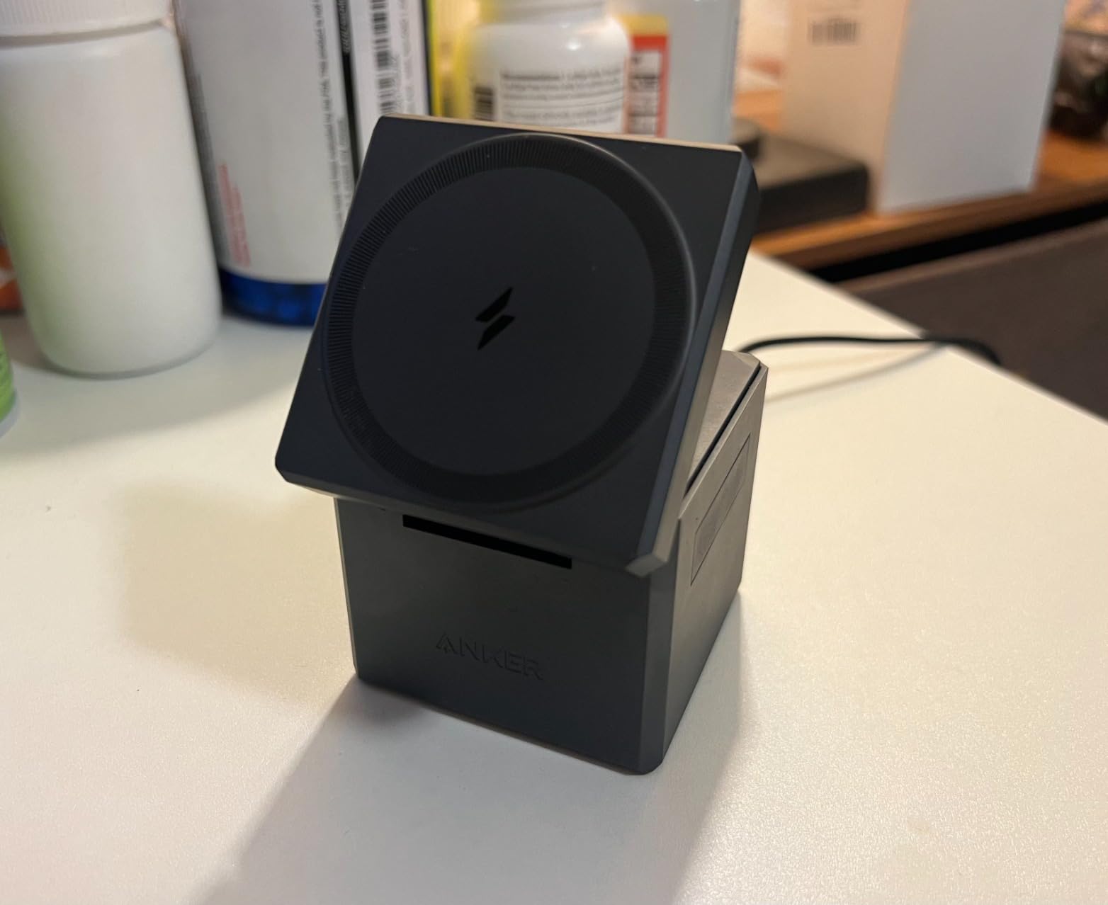 Anker MagSafe Charger Stand, iPhone 16 Wireless Charger, 3-in-1 Cube with MagSafe, 15W Foldable Fast Charging Stand, For iPhone 16/15/14/13, Apple Watch 1-8/Ultra, AirPods (30W USB-C Charger Included) - Customer Photo 1