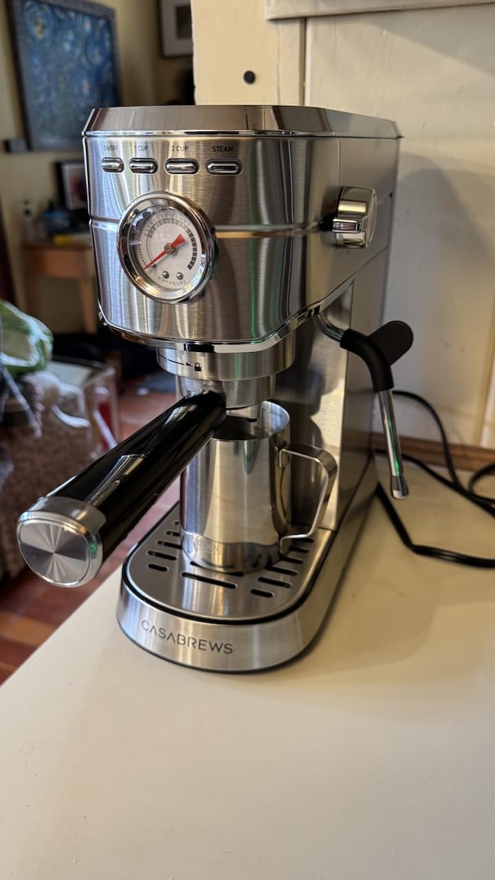 CASABREWS CM5418 Espresso Machine 20 Bar, Compact Espresso Maker with Steam Milk Frother, Stainless Steel Coffee Machine with 34oz Removable Water Tank for Cappuccino, Gift for Women or Men, Silver Customer Review CASABREWS CM5418 Espresso Machine 20 Bar, Compact Espresso Maker with Steam Milk Frother, Stainless Steel Coffee Machine with 34oz Removable Water Tank for Cappuccino, Gift for Women or Men, Silver - Customer Photo 1