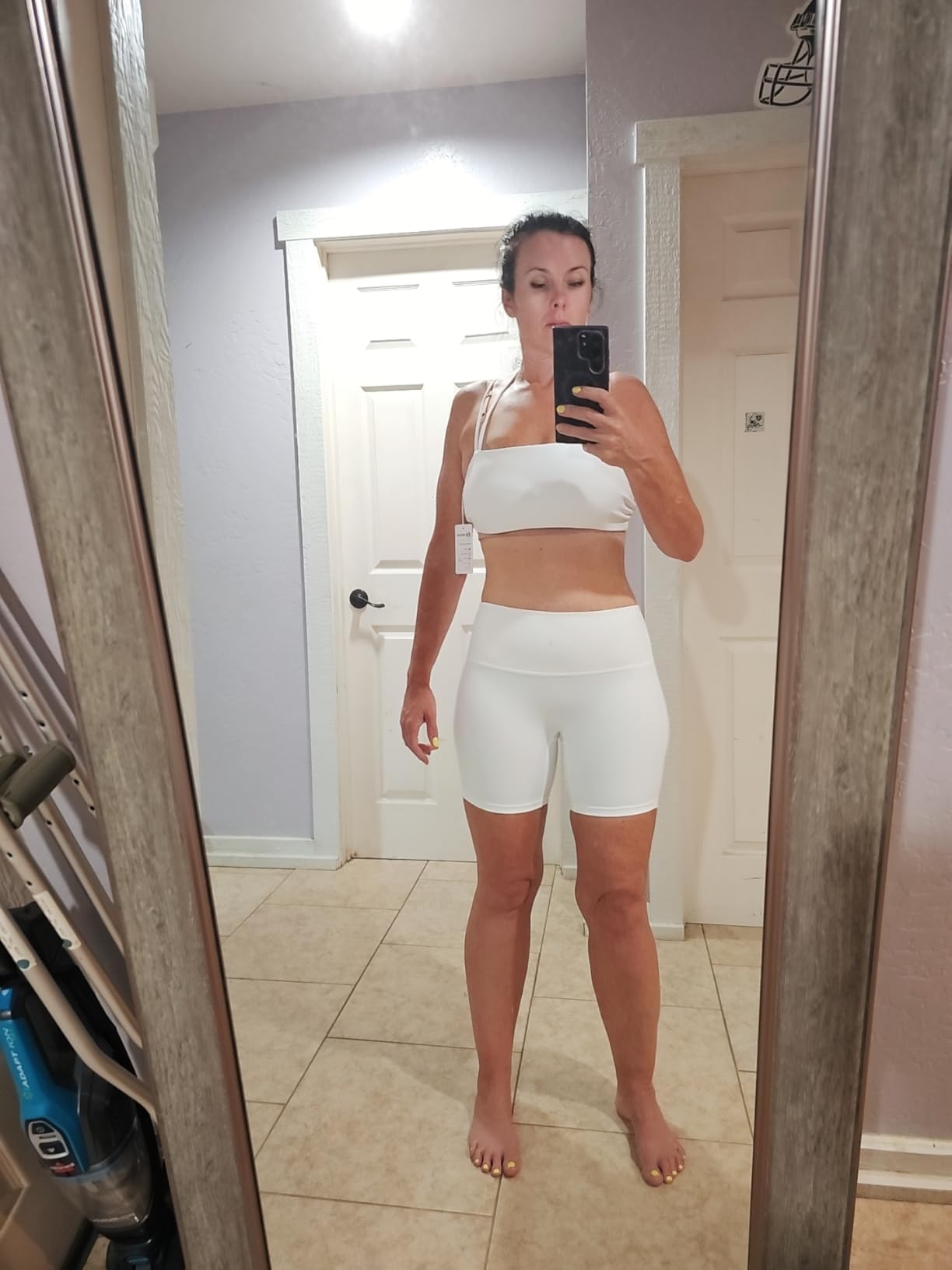 IMEKIS Women's Workout Sets 2 Piece Yoga Outfit High Waisted Biker Shorts Leggings Sports Bra Gym Fitness Clothes Tracksuit - Customer Photo 2