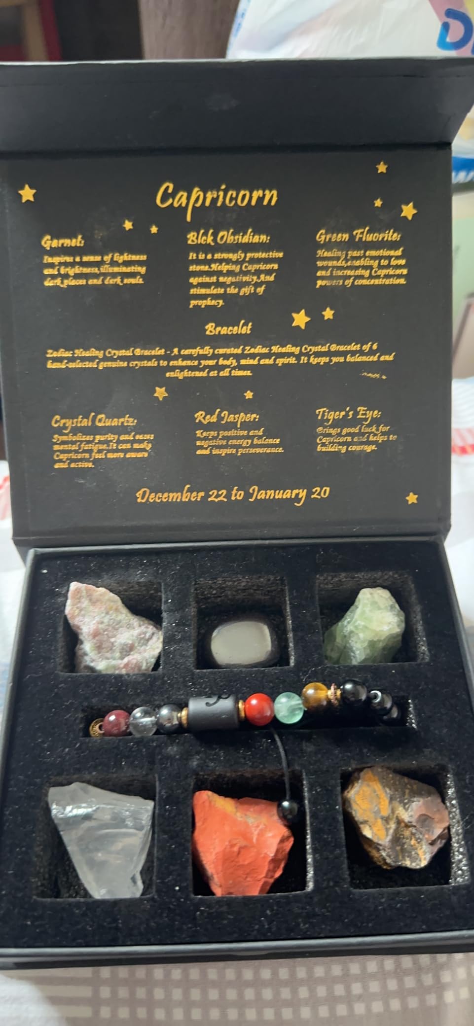 GolbalJew 12 Zodiac Signs Crystals and Healing Stones Gifts for Women Natural Crystal Jewelry Healing Crystal Zodiac Sign Stones with Crystal Bracelet The Astrology Birthstone with Horoscope Box Set - Customer Photo 4