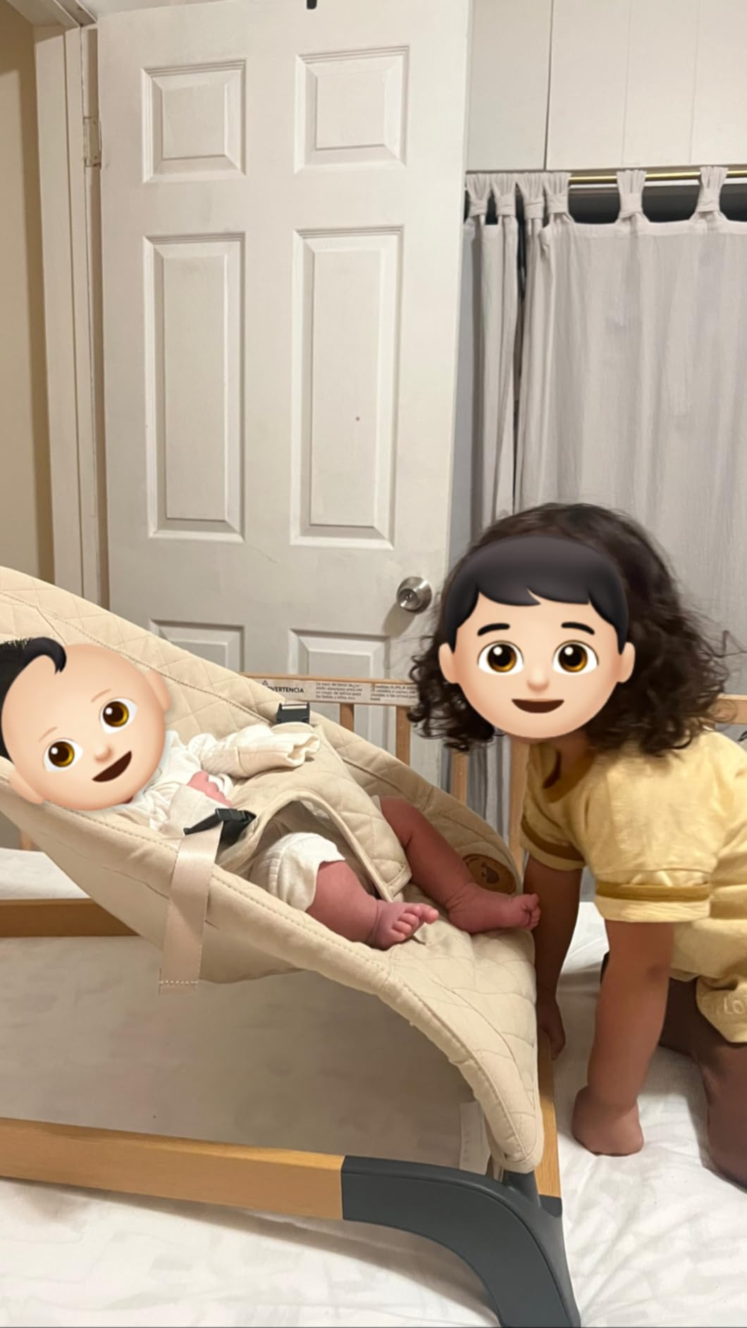 ANGELBLISS Baby Bouncer, Portable Bouncer Seat for Babies, Infants Bouncy Seat with Mesh Fabric, Natural Vibrations (Beige) - Customer Photo 3