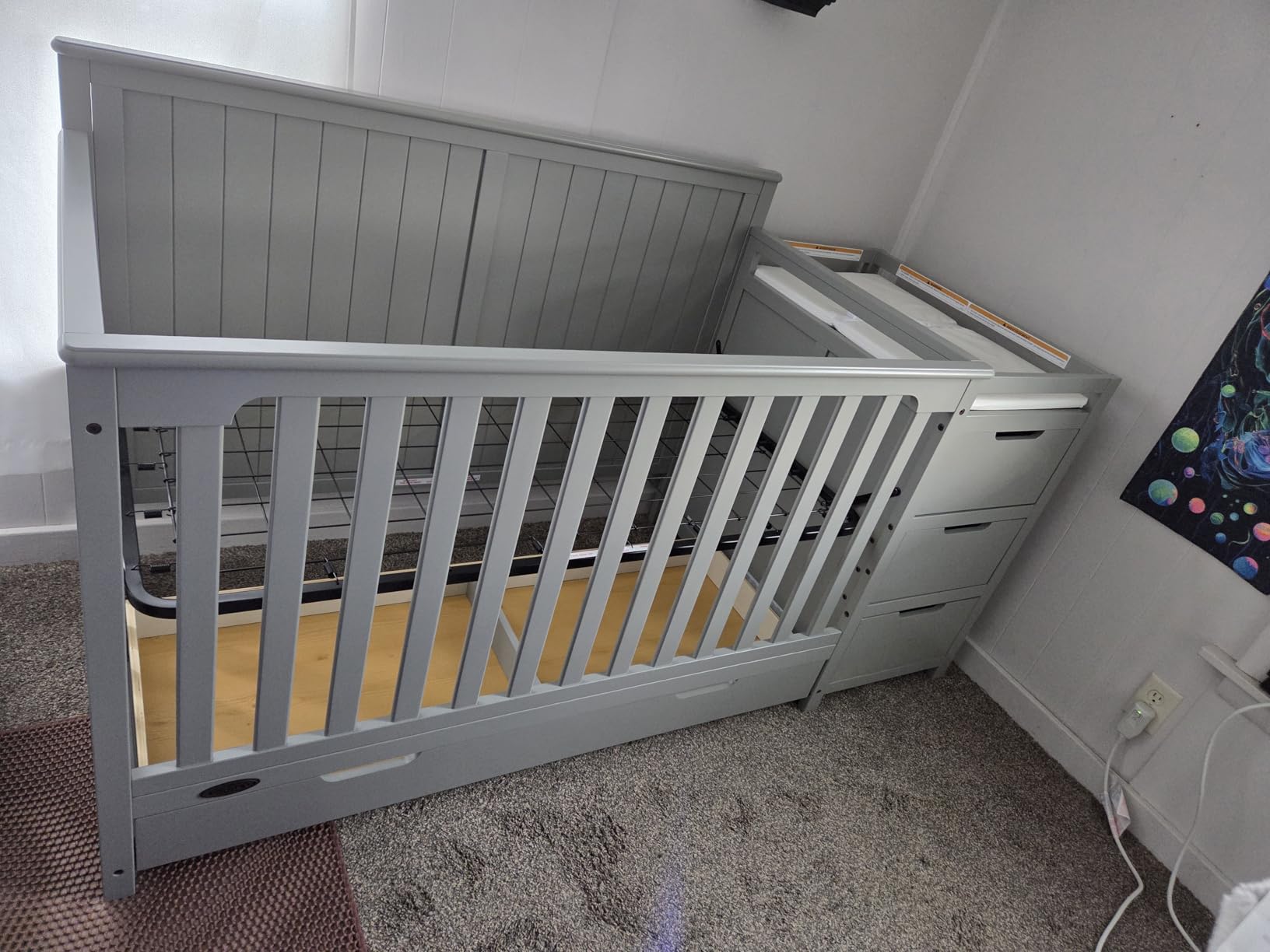 Graco Hadley 5-in-1 Convertible Crib with Drawer (Black) – Combo, Includes Full-Size Nursery Storage, Converts from Baby Crib to Toddler Bed, Daybed - Customer Photo 2