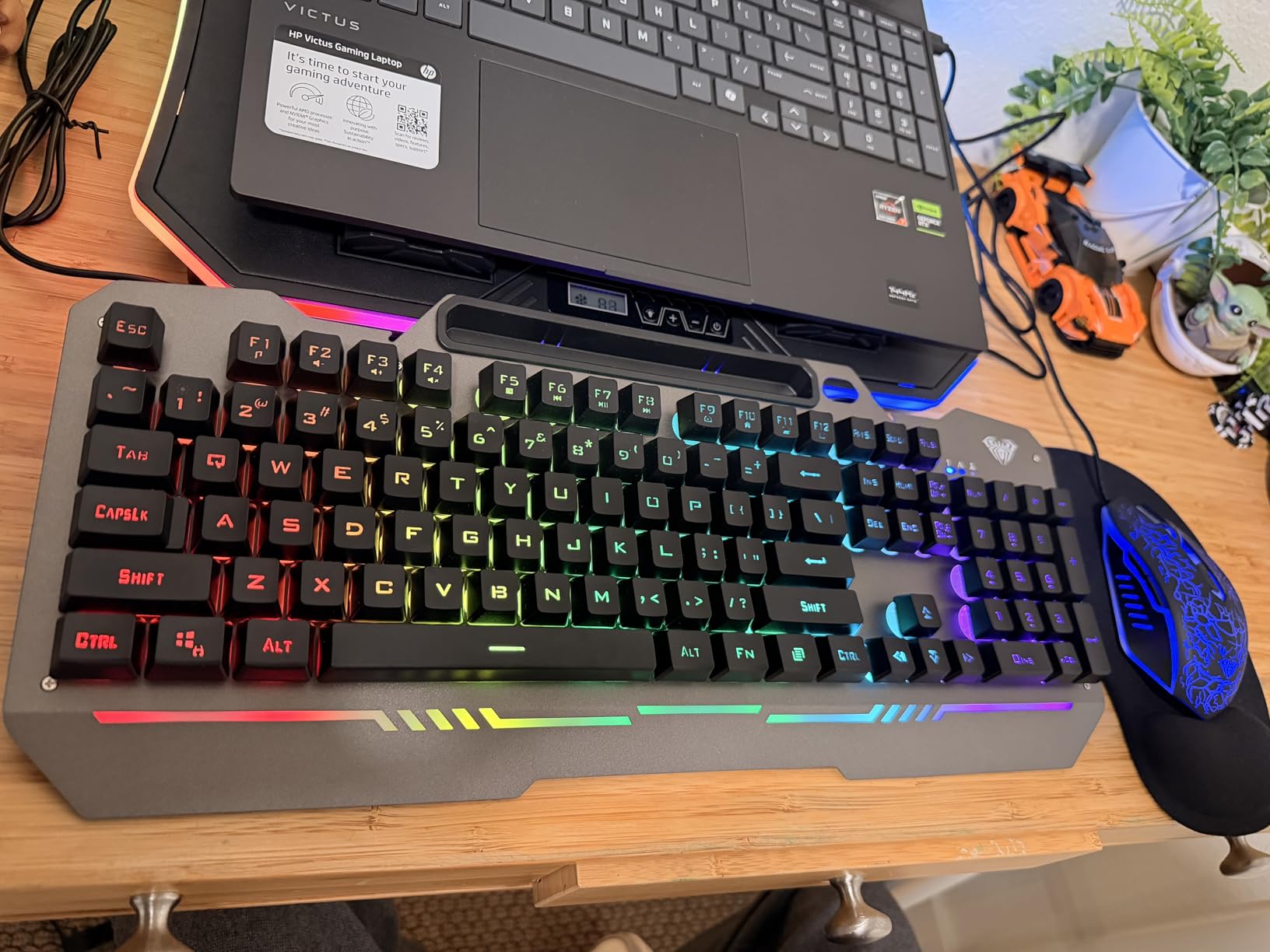 AULA Keyboard, T102 104 Keys Gaming Keyboard and Mouse Combo with RGB Backlit Number Pad, All-Metal Panel Waterproof Light Up PC Keyboard,USB Wired Computer Keyboards Gaming for Win XP/7/8/10 PC Gamer - Customer Photo 1