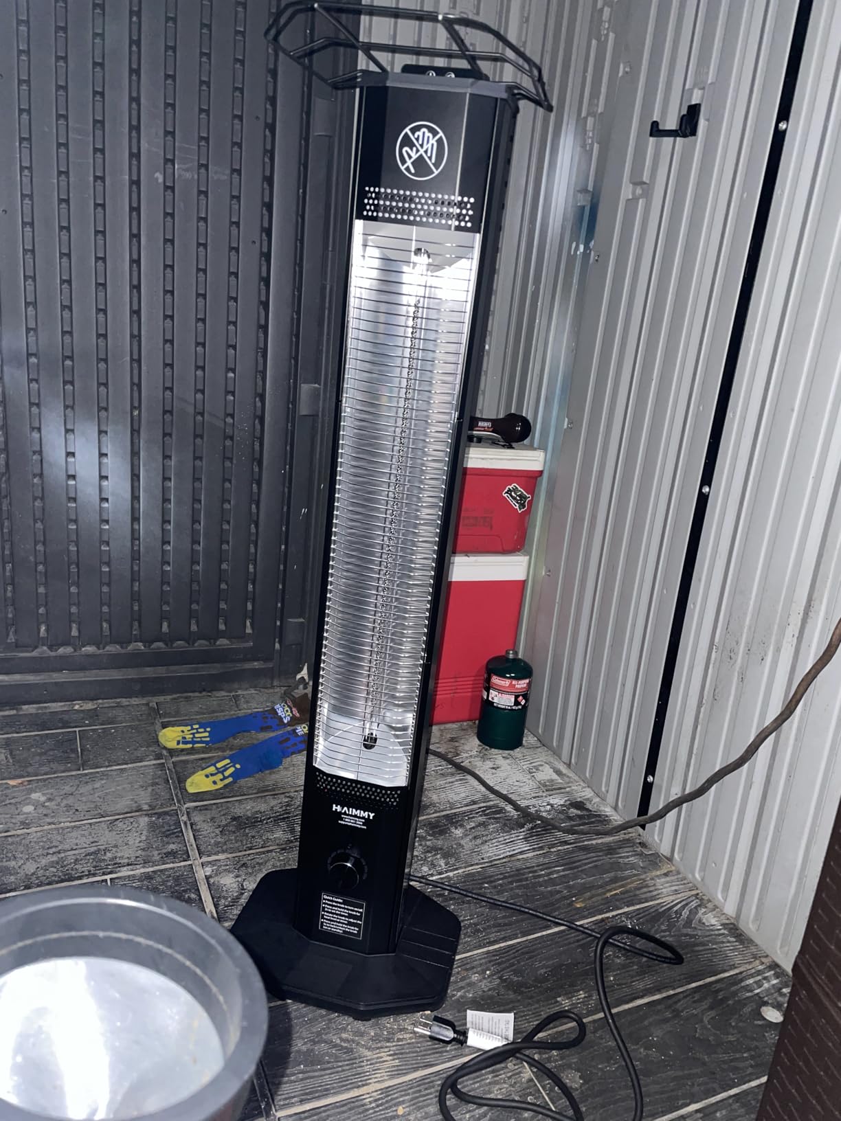 Outdoor Electric Patio Heater, Haimmy 42in Infrared Heater with Remote, 9 Heat Levels, 9H Timers, 1500W Instant Heating, Safety Lock, Tip-Over & Overheat Protection, IPX5 Waterproof Tower Space Heater - Customer Photo 4