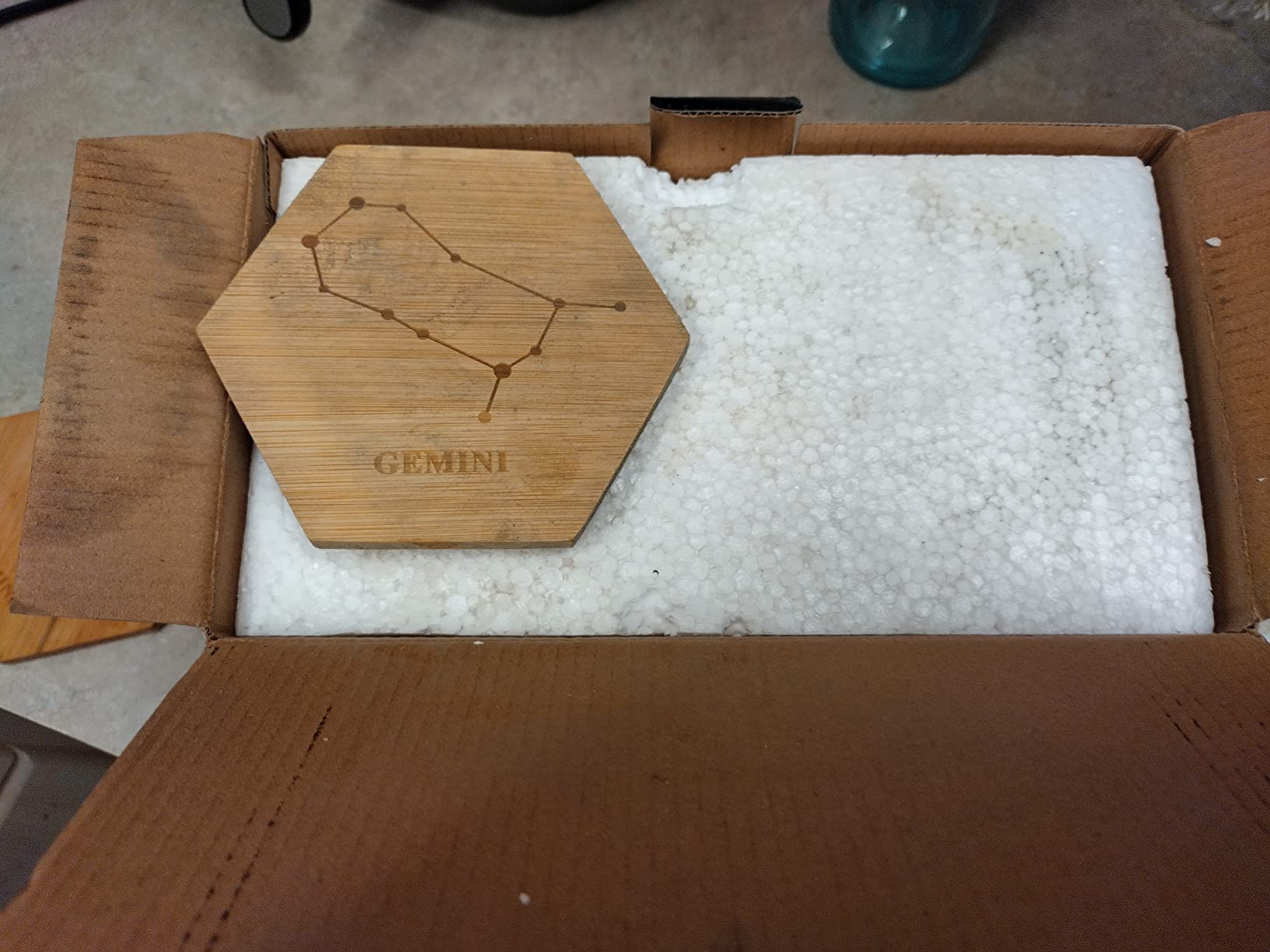 The Wine Savant Set of 2 Zodiac Sign Wine Glasses with 2 Wooden Coasters Astrology Drinking Glass Set with Etched Constellation Tumblers for Juice, Water Home Bar Horoscope Gifts 18oz (Aquarius) - Customer Photo 5