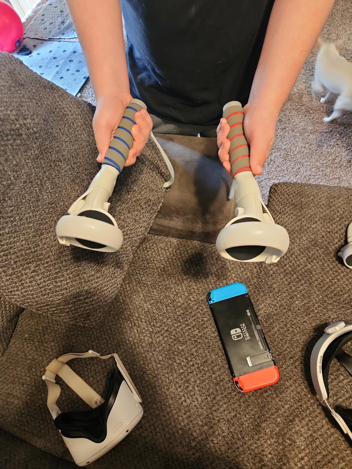 ZYBER Handle Attachments for Oculus Quest 2 Controller Accessories, VR Gorilla Tag Long Arms Grips for Meta Quest 2 Beat Saber Golf Club Baseball, Enhance VR Game Experience White - Customer Photo 3