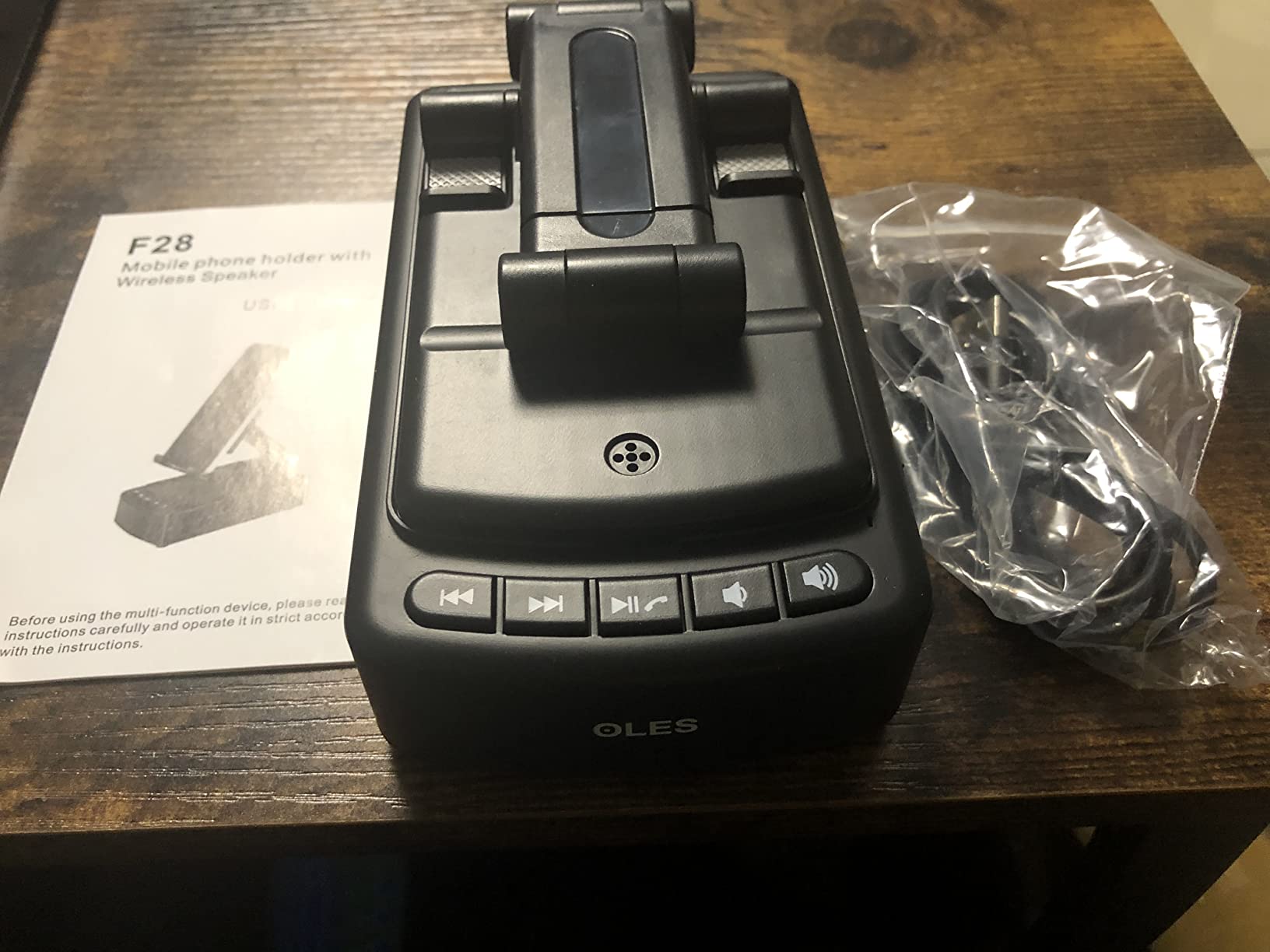 Gifts for Men, OLES Mobile Phone Stand with Bluetooth for Him Dad Women Who Want Nothing, Adjustable Tablet Holder with Wireless Speaker, Tech Gadgets for Table Desk, Unique Ideal - Customer Photo 2