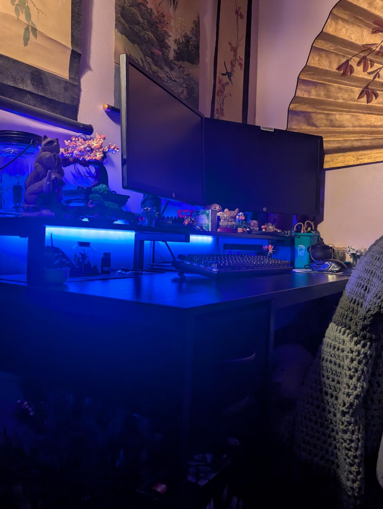 SUPERJARE Reversible L Shaped Gaming Desk with Drawer, LED Lights & Power Outlets, Corner Computer Desk with Shelves & Monitor Stand for Home, Office, Black, 47 inches - Customer Photo 2