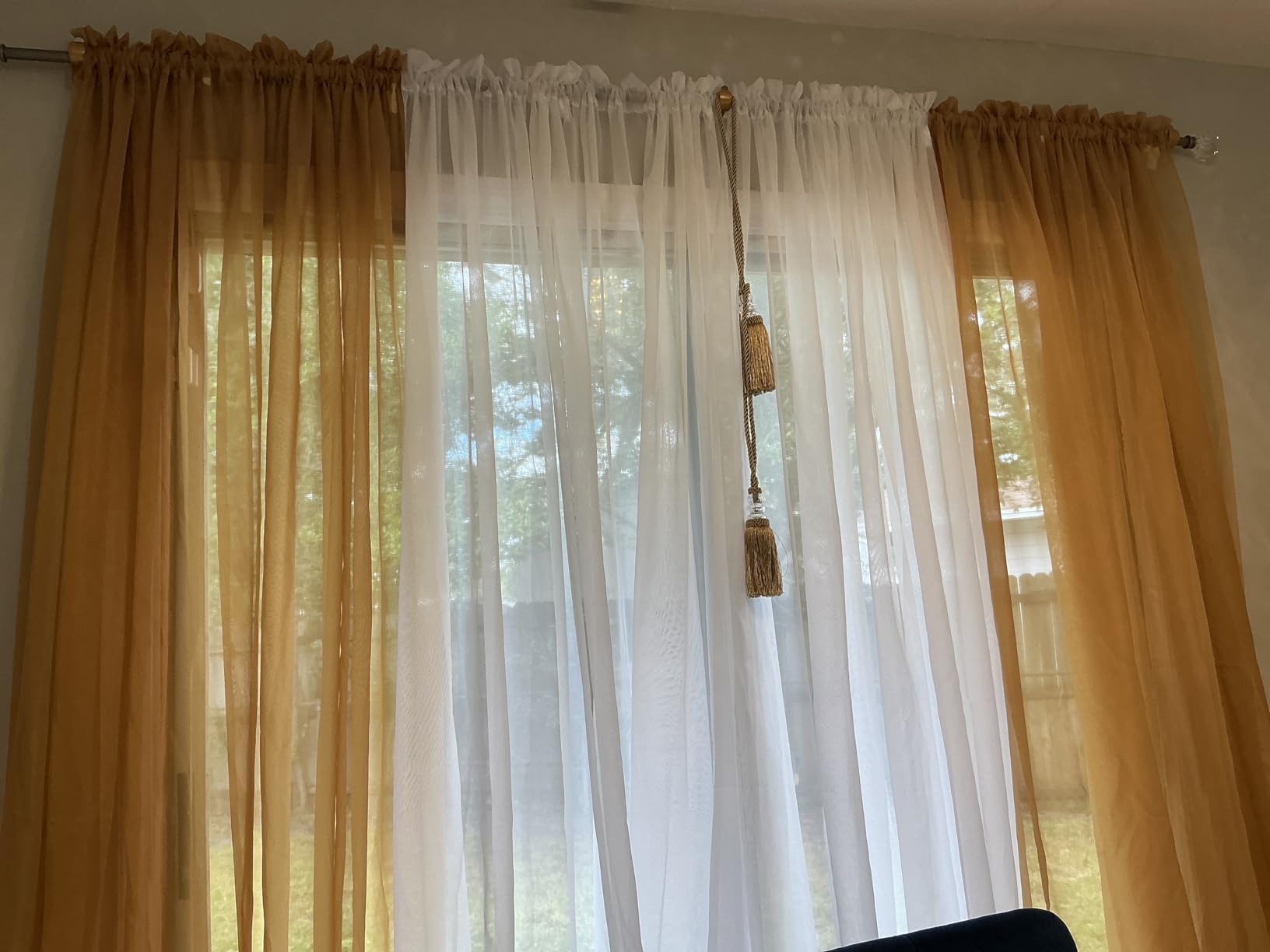 Simplebrand Black Sheer Curtains 84 Inches Long, Light Filtering Rod Pocket Solid Color Window Sheer Curtain Panels, Elegant Curtains & Drapes for Living Room, Bedroom 2 Panels (Black, 42