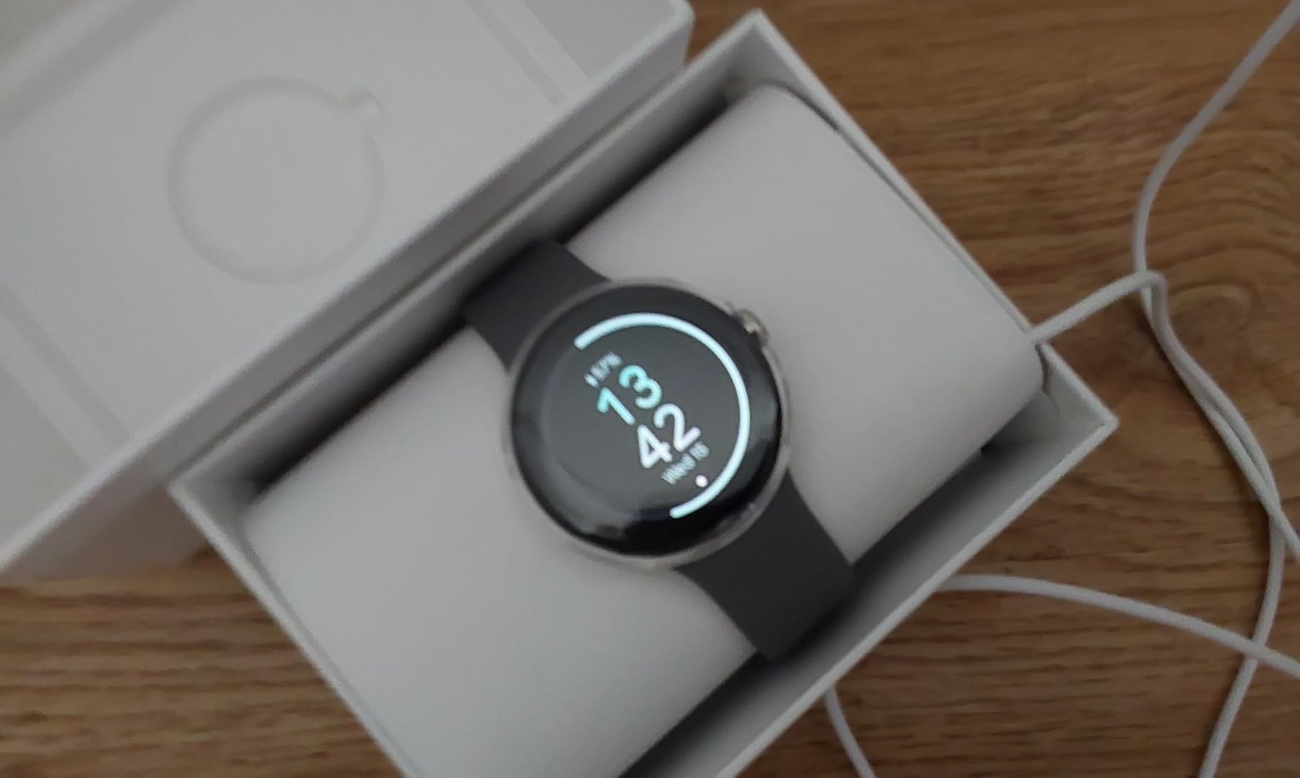 Google Pixel - Android Smartwatch with Fitbit Activity Tracking - Heart Rate Tracking Watch - Polished Silver Stainless Steel case with Charcoal Active band - LTE - Customer Photo 2