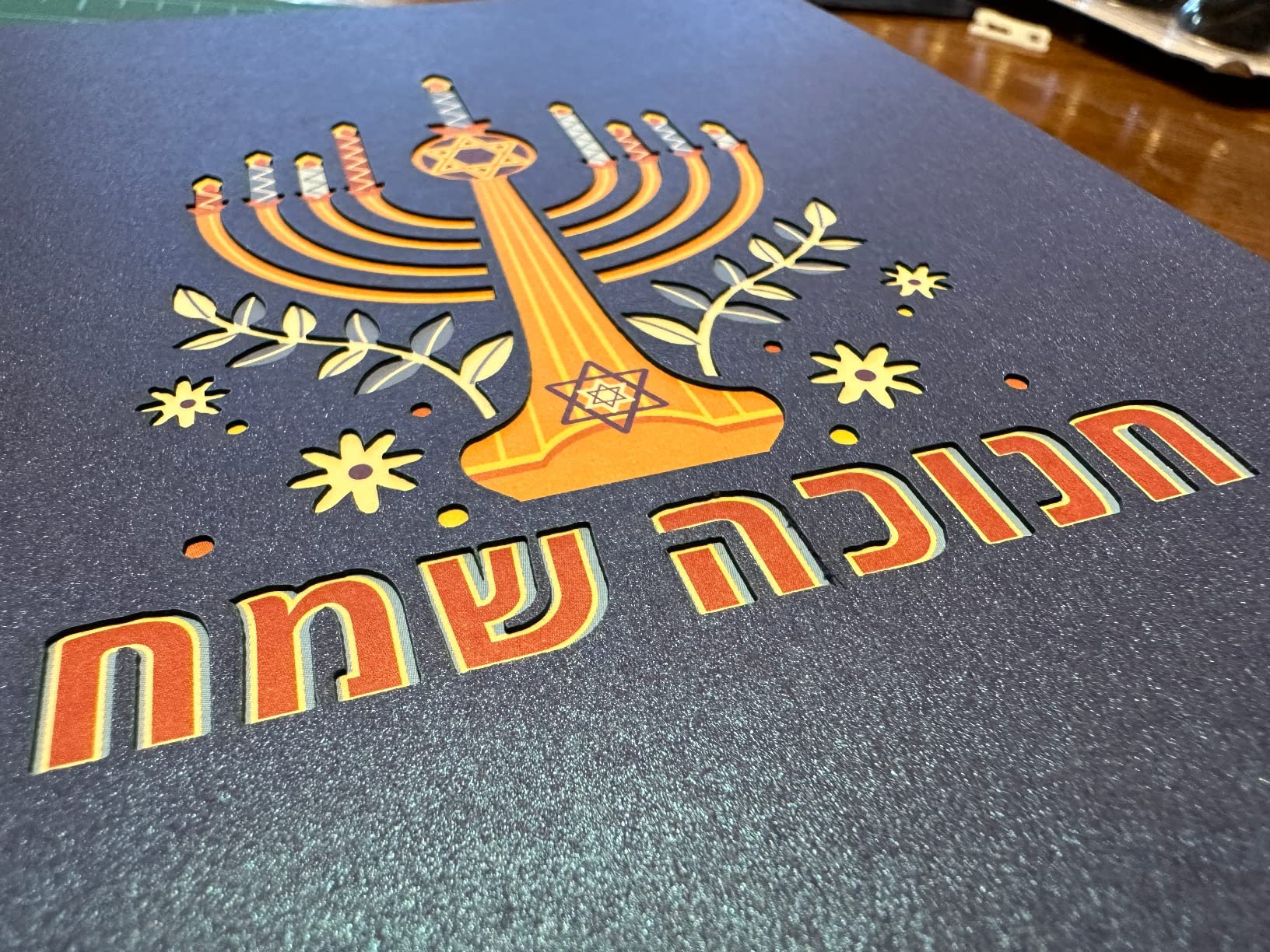 Paper Love Hanukkah Card | 3D Pop-Up Menorah for Chanukah | Hanukkah Greeting Cards for Family and Friends | 5