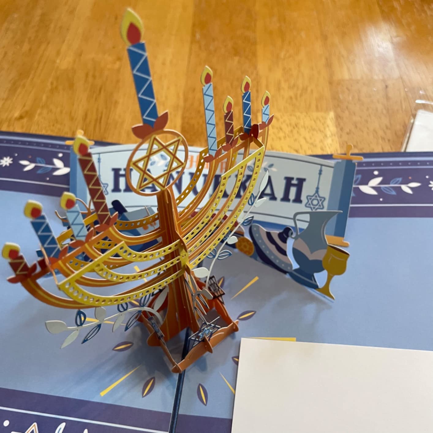 Paper Love Hanukkah Card | 3D Pop-Up Menorah for Chanukah | Hanukkah Greeting Cards for Family and Friends | 5