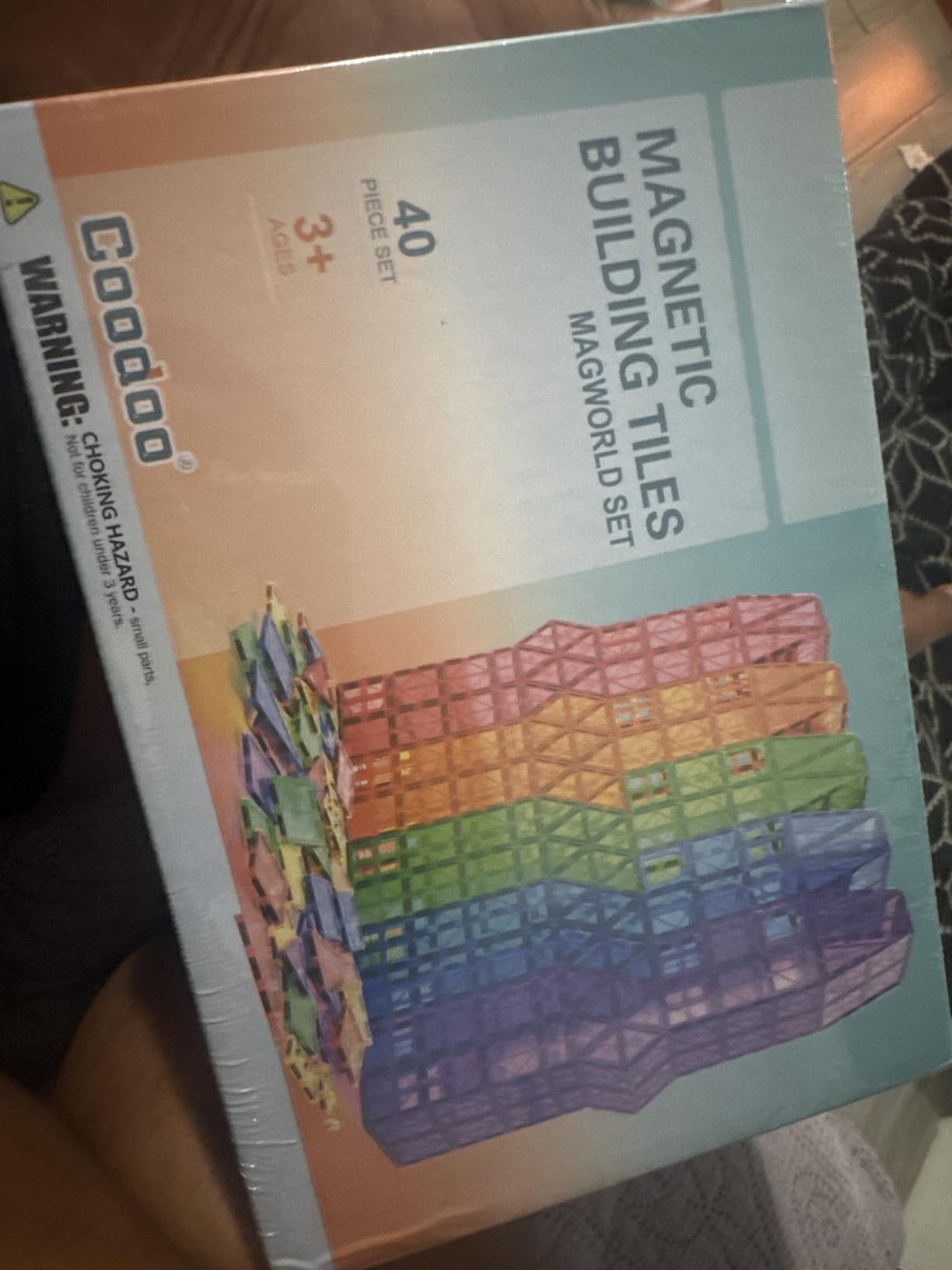 Coodoo Magnetic Tiles Kids Toys STEM Magnet Toy for Toddler Magnetic Blocks Building Preschool Learning Sensory Montessori Toys for 3+ Year Old Boys and Girls, Safe Creativity Toddler Kids Toy 40PCS - Customer Photo 2