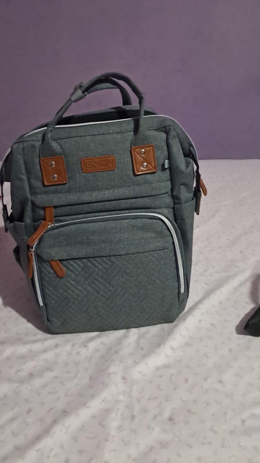 Diaper Bag Backpack with Changing Station, Large Diaper Bag, Baby Bag, Multifunctional Diaper Bag, Gray Customer Review Diaper Bag Backpack with Changing Station, Large Diaper Bag, Baby Bag, Multifunctional Diaper Bag, Gray - Customer Photo 5