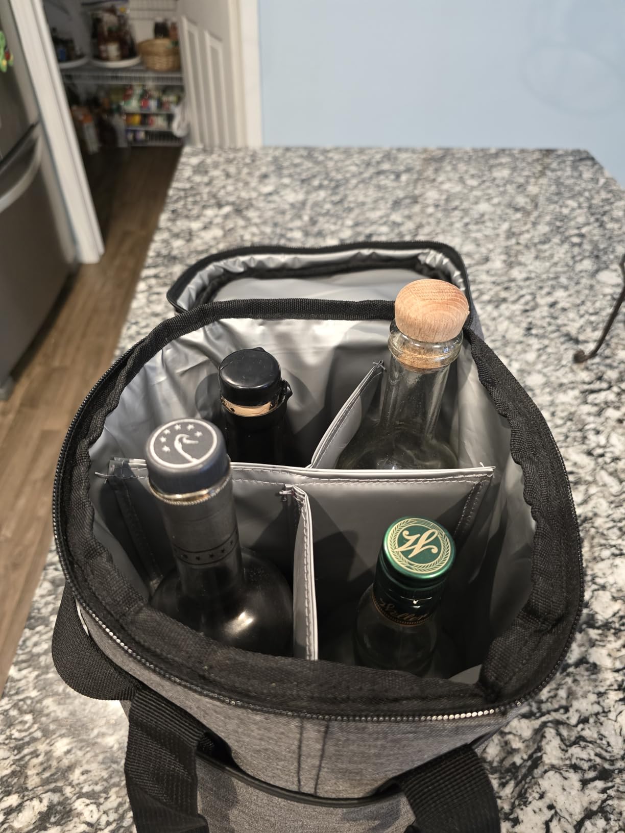 opux 6 Bottle Carrier Tote | Insulated Padded Wine Cooler Bag for Travel. Picnic, BYOB | Portable Leakproof Wine Tote Bag for Dinner, Party, Christmas, Wine Gift for Women, Men (Heather Taupe) - Customer Photo 1