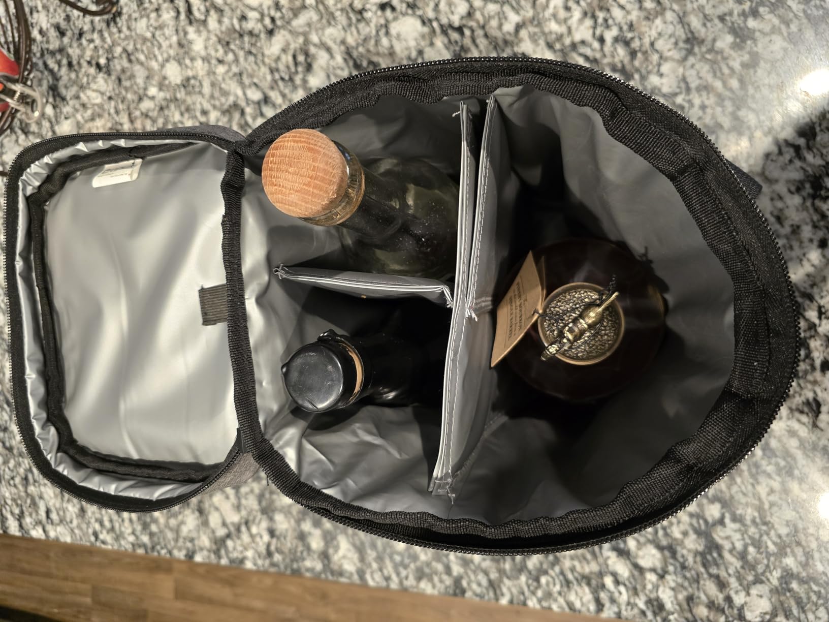 opux 6 Bottle Carrier Tote | Insulated Padded Wine Cooler Bag for Travel. Picnic, BYOB | Portable Leakproof Wine Tote Bag for Dinner, Party, Christmas, Wine Gift for Women, Men (Heather Taupe) - Customer Photo 2