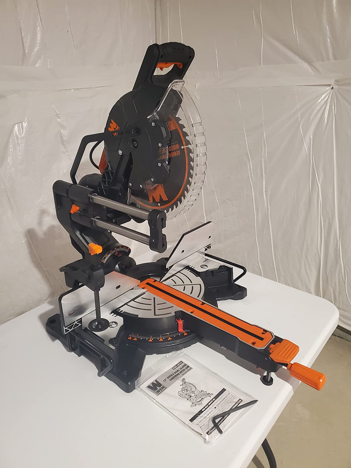WEN MM1215 15-Amp 12-Inch Dual Bevel Sliding Compound Miter Saw with LED Cutline - Customer Photo 2