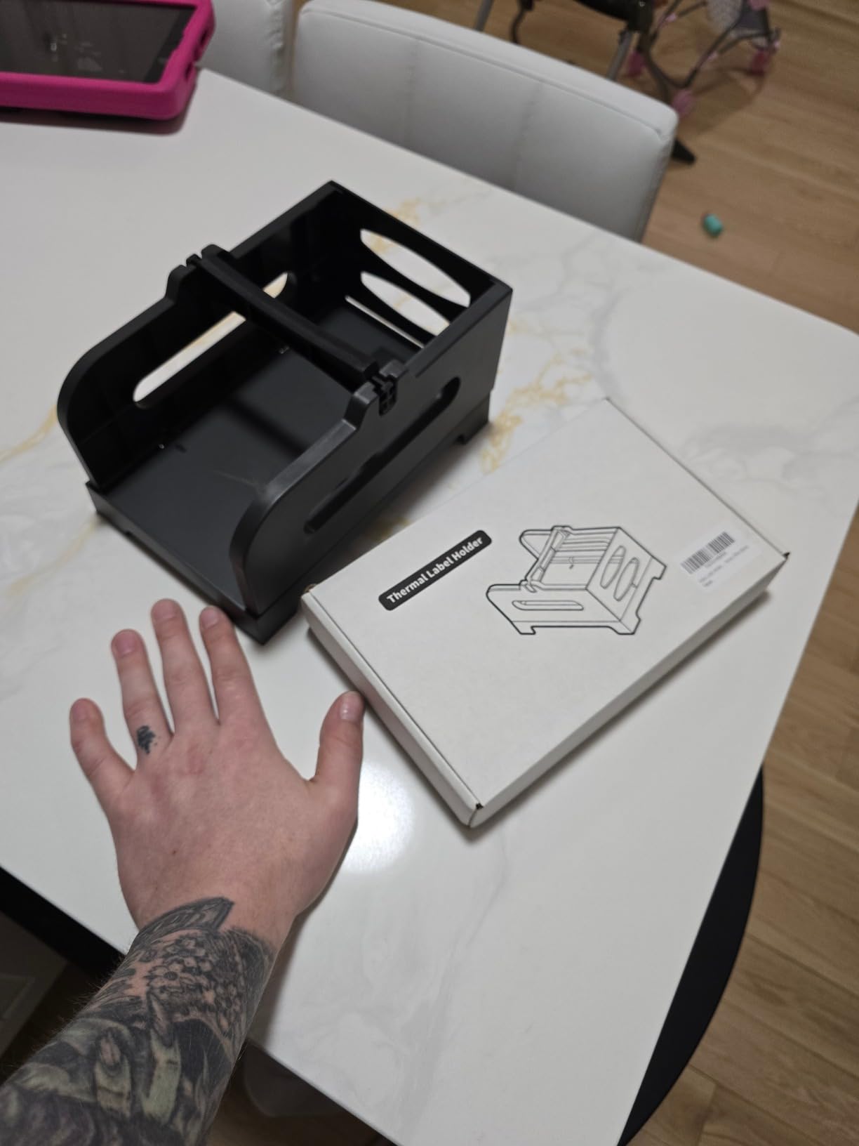 Nelko Label Holder, Thermal Label Holder for Rolls and Fan-Fold Labels, Shipping Label Roll Holder for Desktop Label Printer Shipping Supplies Industrial Labels Accessory for Home, Office (Black) - Customer Photo 1