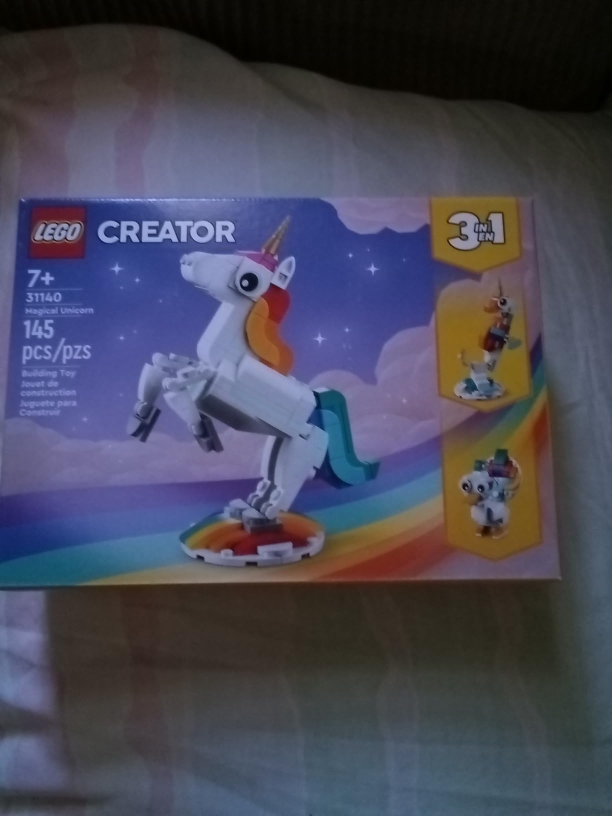 LEGO Creator 3 in 1 Magical Unicorn Toy, Transforms to Seahorse to Peacock, Rainbow Animal Figures, Unicorn Gift for Grandchildren, Girls and Boys, Buildable Toys, 31140 - Customer Photo 2
