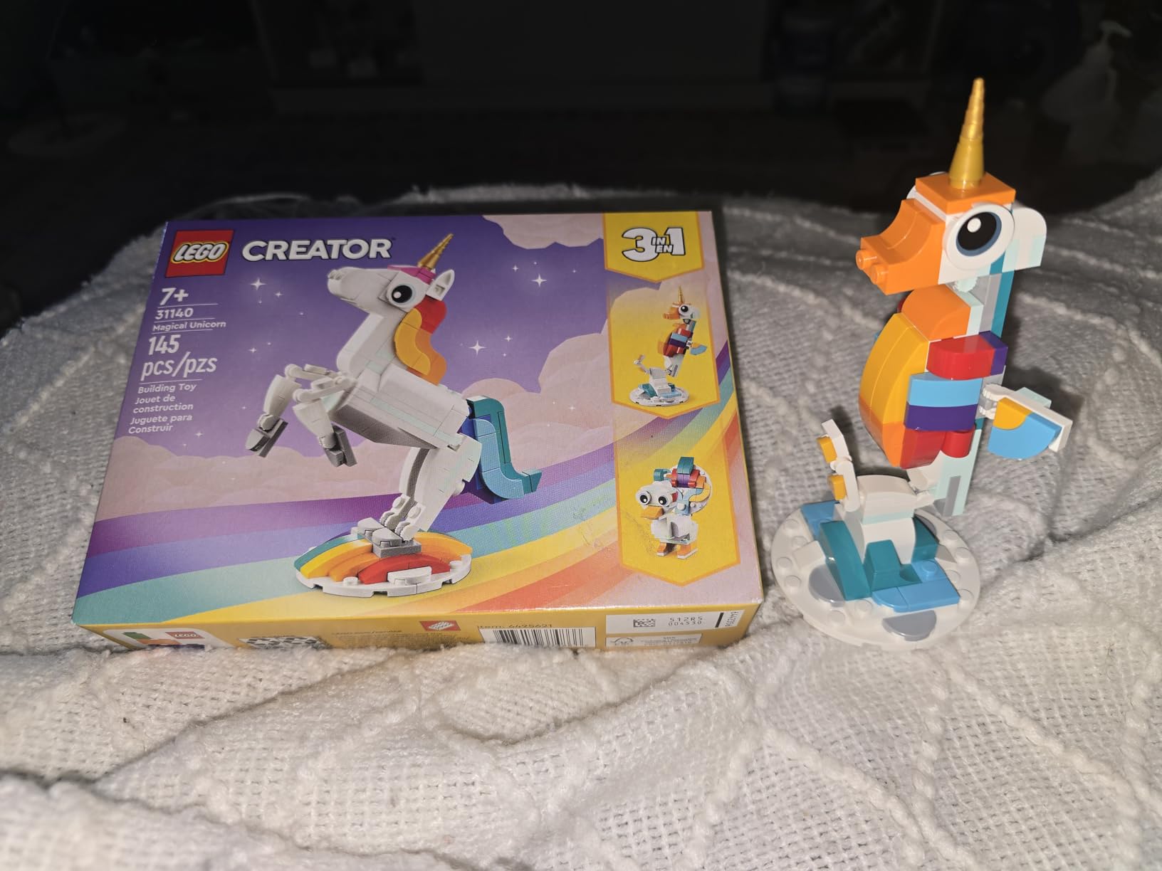 LEGO Creator 3 in 1 Magical Unicorn Toy, Transforms to Seahorse to Peacock, Rainbow Animal Figures, Unicorn Gift for Grandchildren, Girls and Boys, Buildable Toys, 31140 - Customer Photo 4