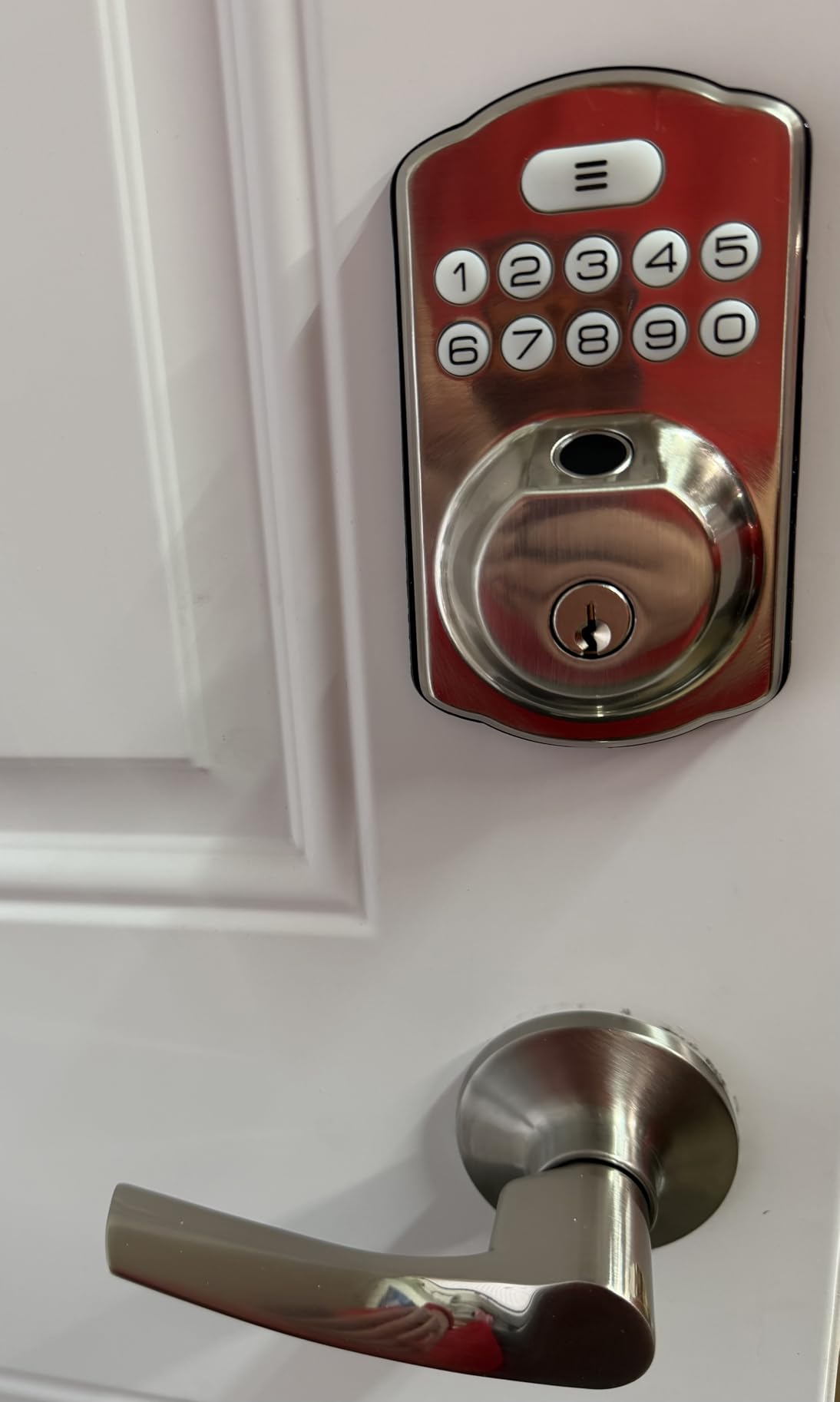 Veise Fingerprint Door Lock with 2 Lever Handles - Keyless Entry Door Lock, Electronic Keypad Deadbolt, Digital Smart Code & Front Handle Sets, Auto-Locking, Easy Installation, Matte Black Customer Review Veise Fingerprint Door Lock with 2 Lever Handles - Keyless Entry Door Lock, Electronic Keypad Deadbolt, Digital Smart Code & Front Handle Sets, Auto-Locking, Easy Installation, Matte Black - Customer Photo 1