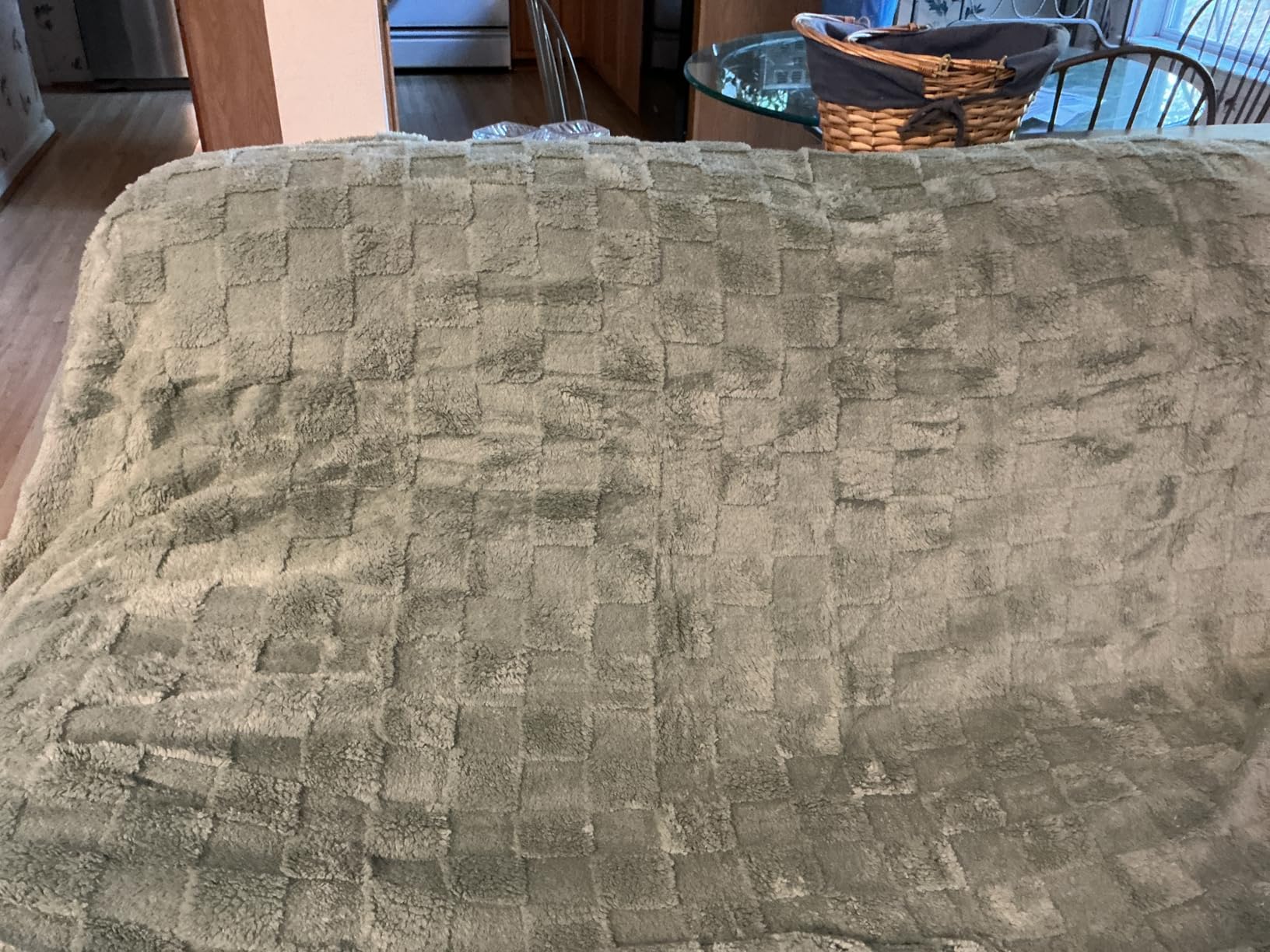 Bedsure GentleSoft Sage Green Throw Blanket for Couch - Checkered Fleece Blankets Christmas Gifts for Women Men Girls, Cute Soft Cozy Throw for Bedroom Home Decor Gifts, 50x60 Inches - Customer Photo 4