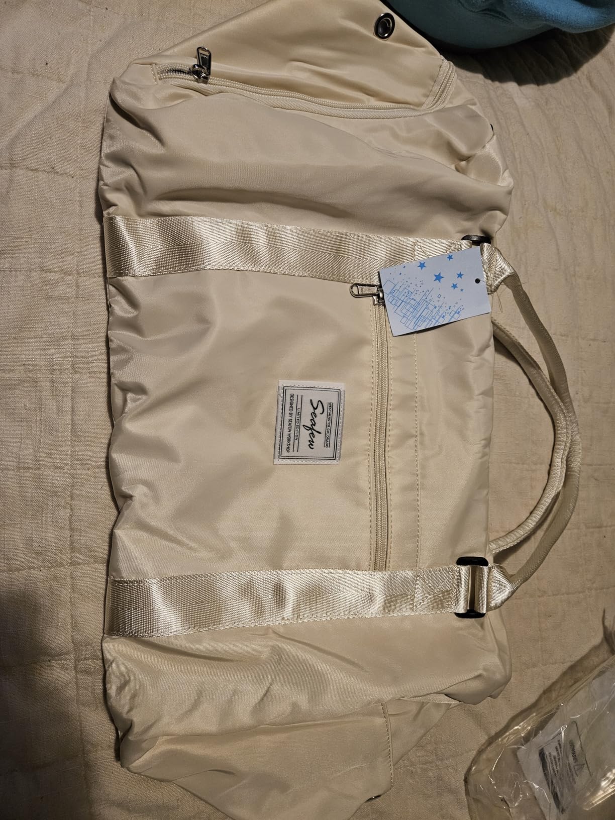 Gym Bag for Women Men with Shoes Compartment,Sports Duffle Bag Personal item travel Duffel Bags Tote Bag Small Carry on Weekender Overnight Bag Workout Dance Bag Hospital Holdalls Grey Blue - Customer Photo 3