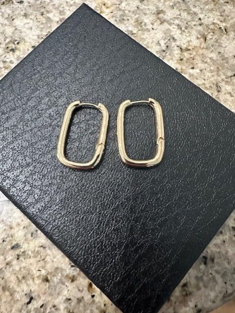 Yesteel 9 Pairs Gold Hoop Earrings for Women, 925 Sterling Silver Post 14K Real Gold Plated Chunky Hoop Earrings Set for Women Hypoallergenic Thick Lightweight Earring - Customer Photo 2