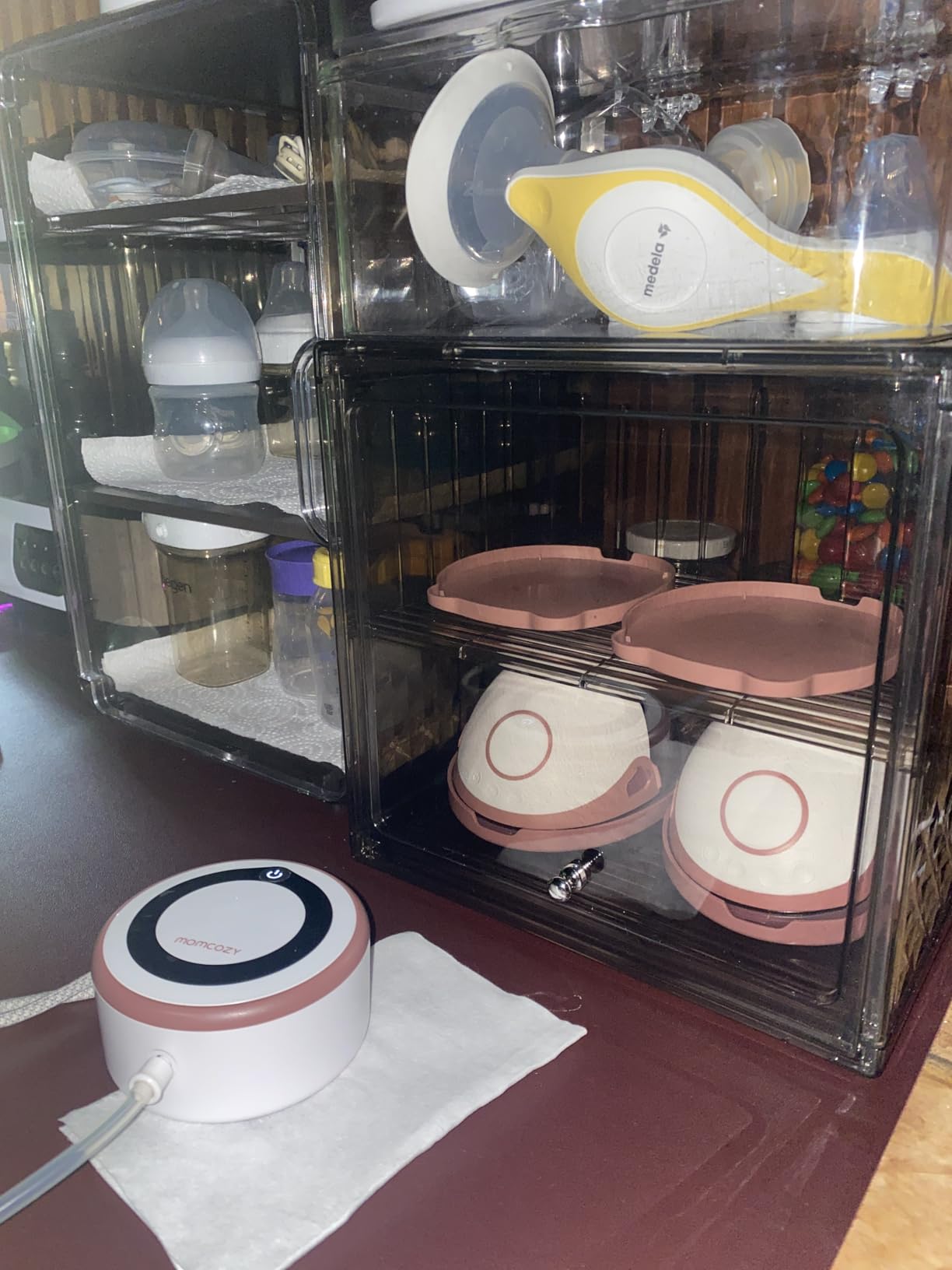 Momcozy Breast Pump Hands Free Mobile Style | M6, Wearable Breastfeeding Pump Ideal Rhythm for More Milk, DoubleFit Flange More Fit & Discreet with 3 Modes & 9 Levels, 24mm - 2 Pack Cozy Red - Customer Photo 1