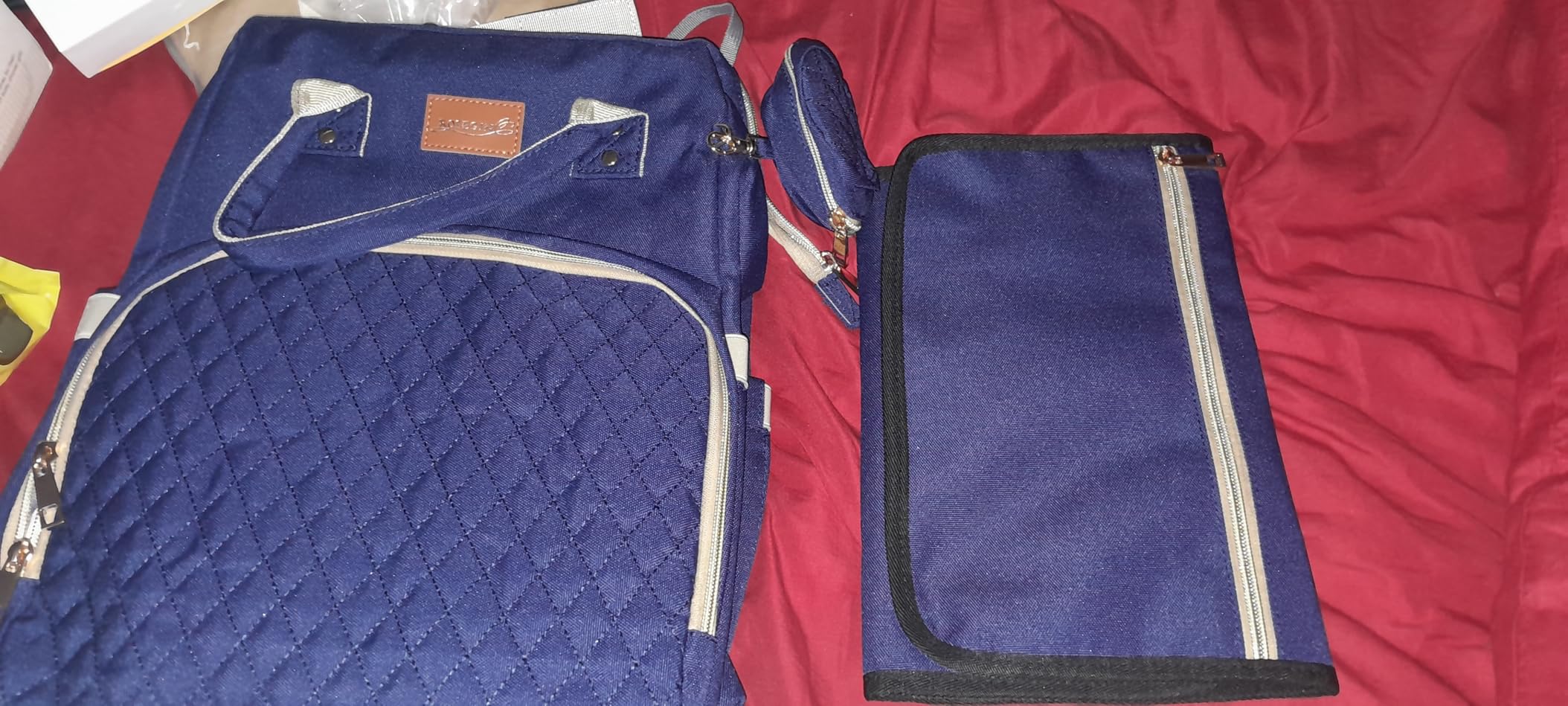 ROSEGIN Diaper Bag Backpack with Changing Pad, Pacifier Case, Baby Bag for Boy Girl Toddler - Large, Stylish, Waterproof Travel Quilted Diaper Bag for Mom - Baby Shower - Black Grey Customer Review ROSEGIN Diaper Bag Backpack with Changing Pad, Pacifier Case, Baby Bag for Boy Girl Toddler - Large, Stylish, Waterproof Travel Quilted Diaper Bag for Mom - Baby Shower - Black Grey - Customer Photo 2