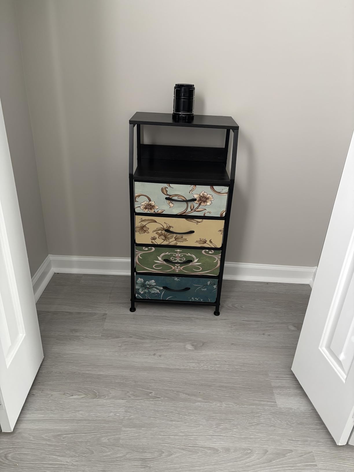 Furnulem Black Dresser with 5 Drawers, Vertical Storage Tower Fabric Dresser for Bedroom, Hallway, Entryway, Nursery, Closet Organizer, Nightstand Bedside Table Furniture, Sturdy Steel Frame, Wood Top - Customer Photo 1