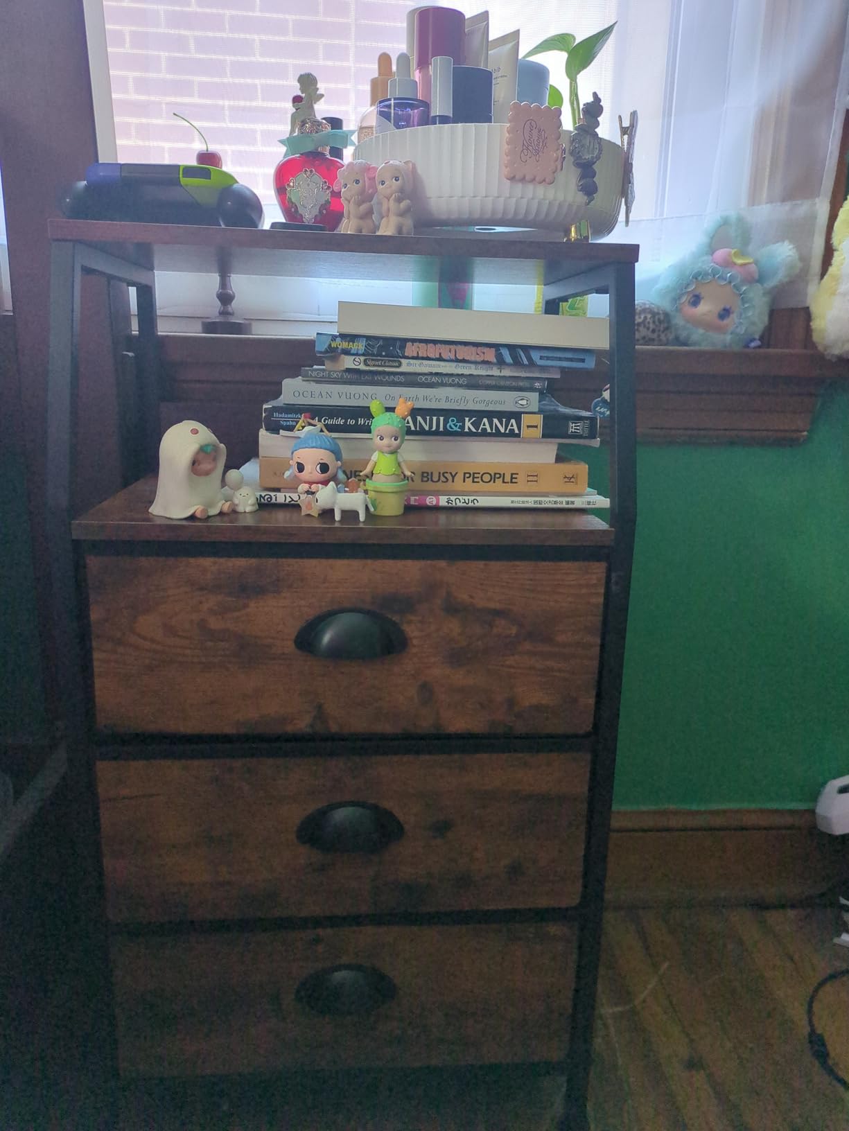 Furnulem Black Dresser with 5 Drawers, Vertical Storage Tower Fabric Dresser for Bedroom, Hallway, Entryway, Nursery, Closet Organizer, Nightstand Bedside Table Furniture, Sturdy Steel Frame, Wood Top - Customer Photo 2