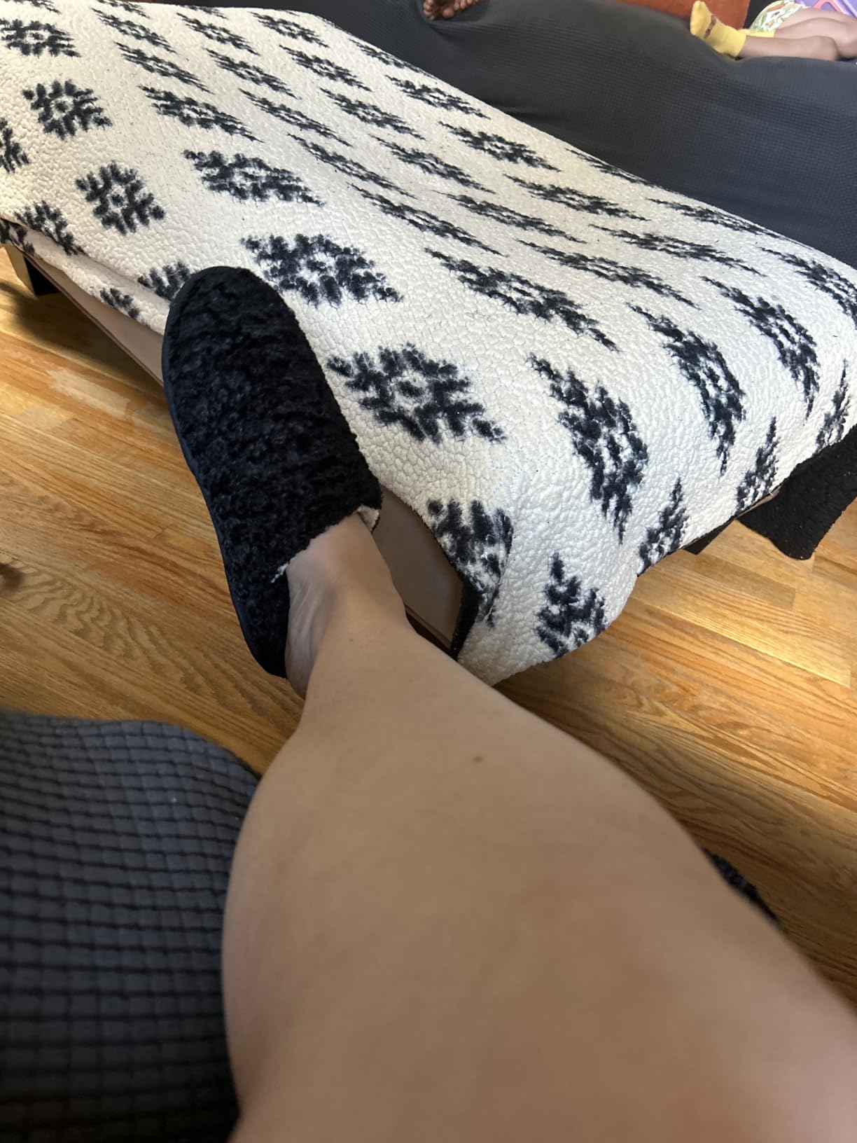 EverFoams Women's Fuzzy Slip-on Slippers Warm Cozy Soft Lightweight Memory Foam Indoor House Shoes - Customer Photo 4