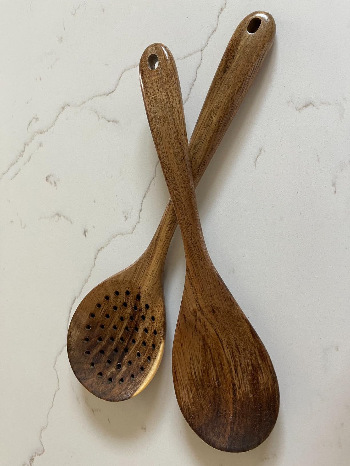 TANAAB Kitchen Wooden Spoons Utensils Set for Cooking, 5 Piece Acacia Wood Spoon Cooking Utensils Apartment Essentials Wooden Turner Spoon Spatula Kitchen Set for Nonstick Cookware - Customer Photo 2