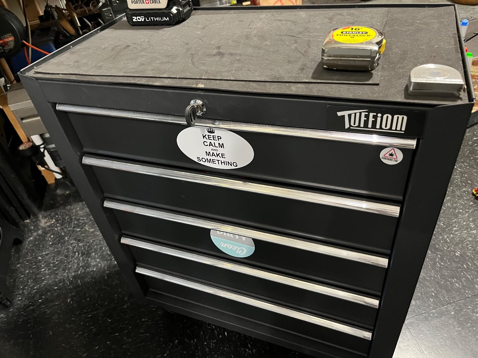 TUFFIOM 5-Drawer Rolling Tool Chest w/Drawers & Lock, Tool Storage Cabinet with Lockable Wheels, Top Cushion & Drawer Liners, Tool Organizer Box for Garage, Warehouse & Repair Sho Customer Review TUFFIOM 5-Drawer Rolling Tool Chest w/Drawers & Lock, Tool Storage Cabinet with Lockable Wheels, Top Cushion & Drawer Liners, Tool Organizer Box for Garage, Warehouse & Repair Sho - Customer Photo 2