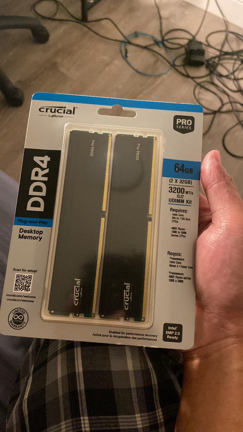 Crucial Pro 64GB DDR4 RAM Kit (2x32GB), 3200MHz (or 3000MHz or 2666MHz) Desktop Memory, Compatible with Intel and AMD Ryzen - CP2K32G4DFRA32A Customer Review Crucial Pro 64GB DDR4 RAM Kit (2x32GB), 3200MHz (or 3000MHz or 2666MHz) Desktop Memory, Compatible with Intel and AMD Ryzen - CP2K32G4DFRA32A - Customer Photo 1