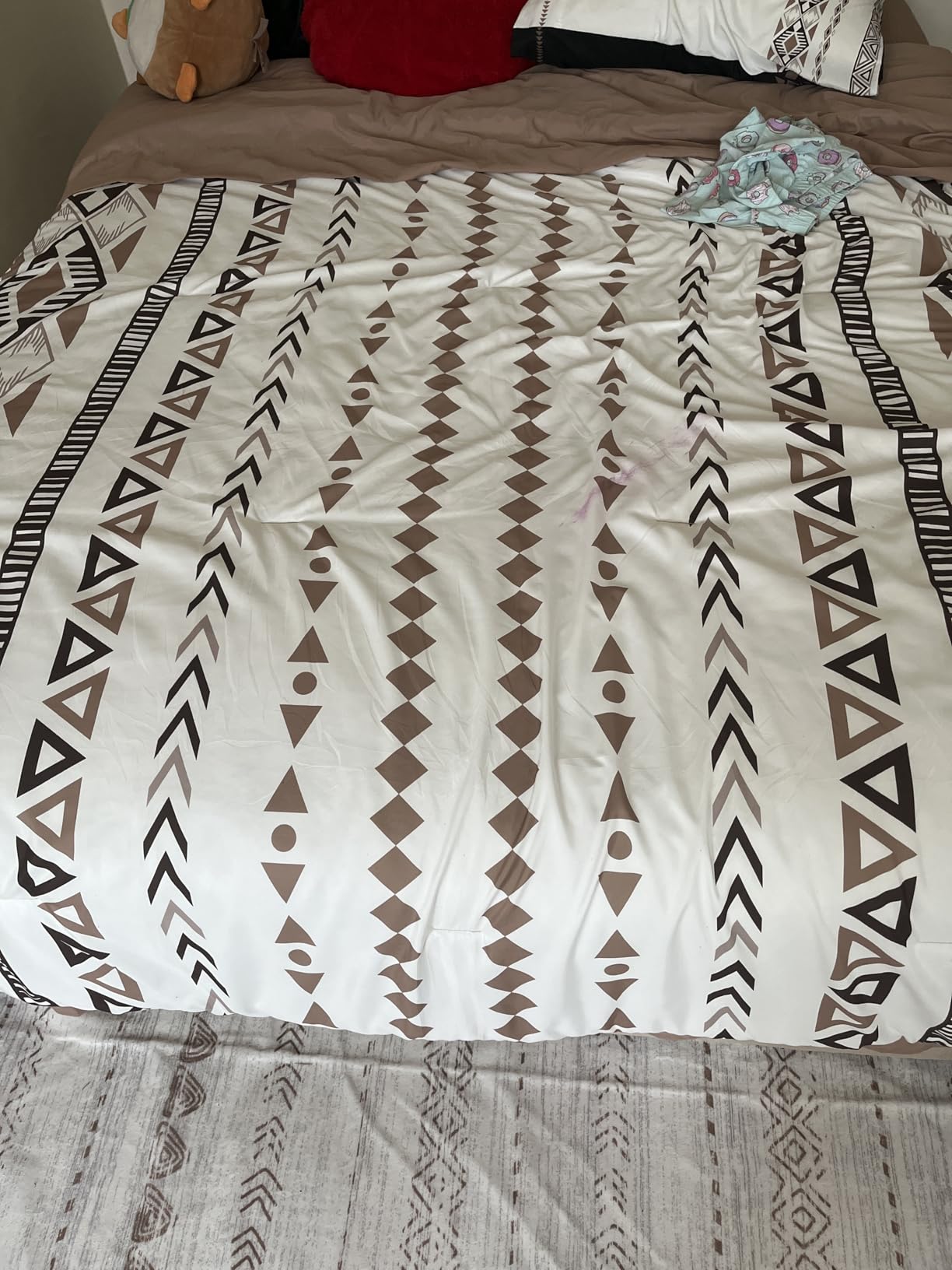 Geniospin Queen Comforter Set - 7 Pieces Reversible Bedding Set, Boho Bed in A Bag, Lightweight Soft Aztec Bedding, All Season Bed Comforter Set with Sheets, Pillowcases & Shams - Customer Photo 1