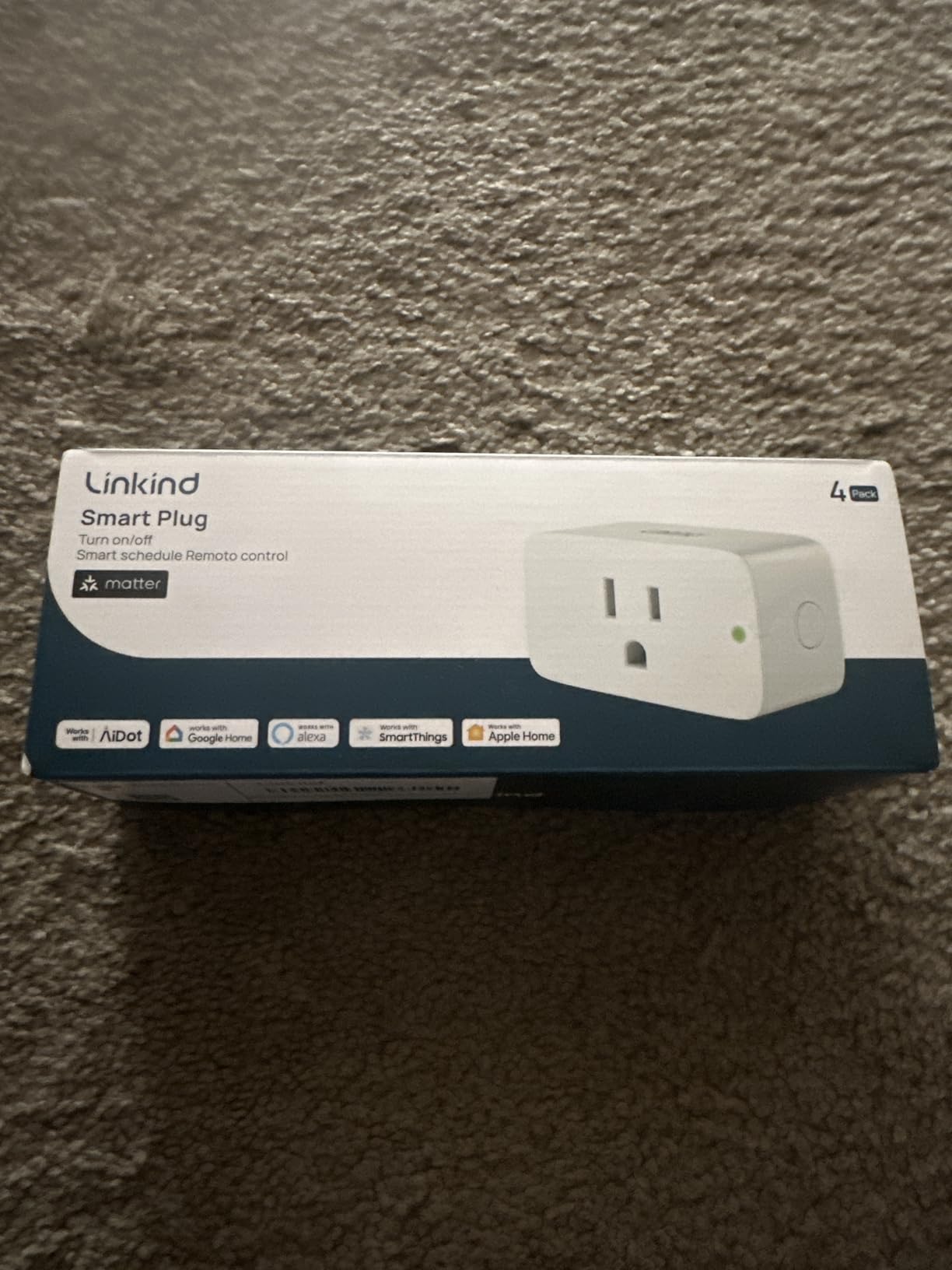 Linkind Matter Smart Plug, Work with Apple Home, Siri, Alexa, Google, SmartThings, Smart Home Smart Outlet Timer 15A/1800W, APP Remote Control & Schedule, ETL & FCC Certified, 2.4G Wi-Fi Only, 4 Pack - Customer Photo 1