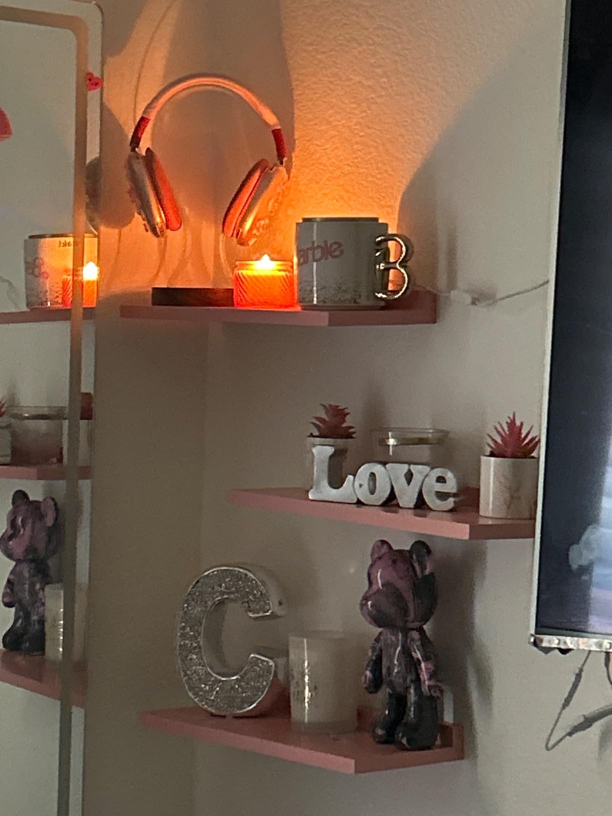 YuanDian Headphone Stand, Walnut Wood Headset Holder with Blue Pink LED Night Light for Gamers, Men, and Music Lovers - Perfect Desk Gift Idea - Customer Photo 1