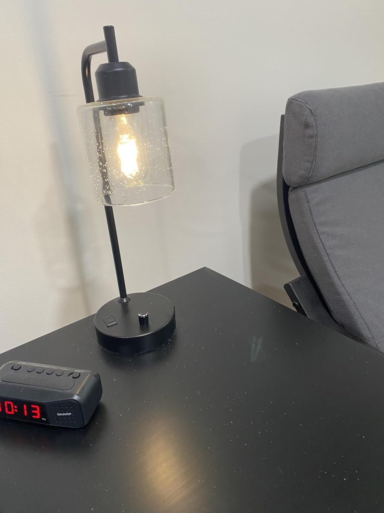 Industrial Table Lamps for Bedrooms Set of 2 - Fully Dimmable Bedside Lamps with USB A and C Ports and Outlet, Black Nightstand Lamps with Glass Shade for Living Room, Desk Lamps for Office Reading Customer Review Industrial Table Lamps for Bedrooms Set of 2 - Fully Dimmable Bedside Lamps with USB A and C Ports and Outlet, Black Nightstand Lamps with Glass Shade for Living Room, Desk Lamps for Office Reading - Customer Photo 2