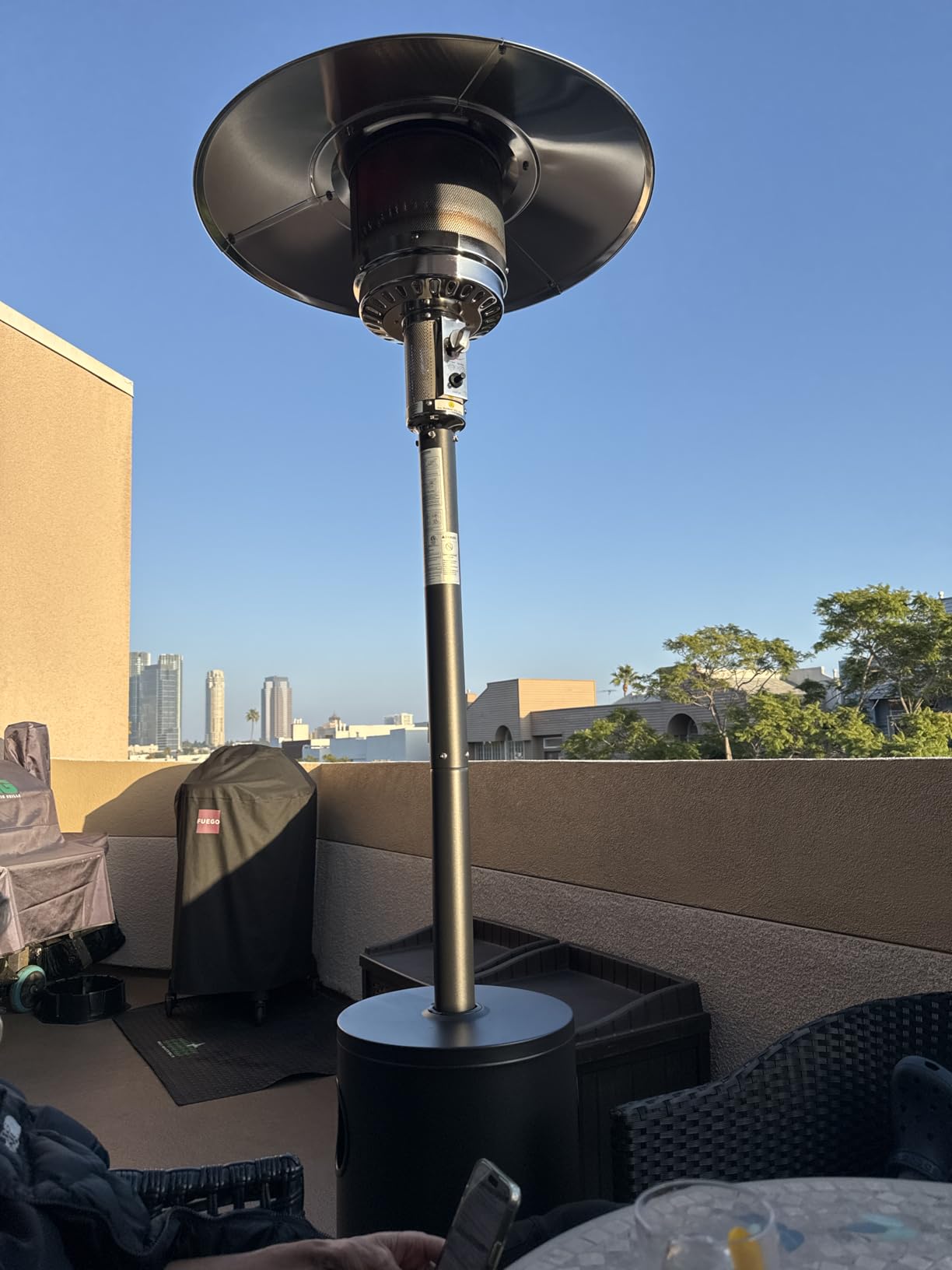 EAST OAK 50,000 BTU Patio Heater for Outdoor Use With Round Table Design, Double-Layer Stainless Steel Burner and Wheels, Outdoor Patio Heater for Home and Commercial, Bronze, 31.9