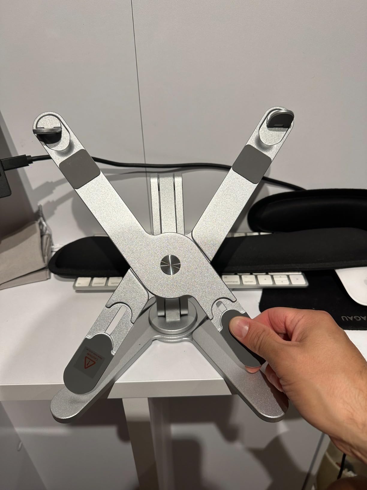 Laptop Stand with 360 Rotating Base, Computer Notebook Laptop Riser Metal Holder for Desk Collaborative Work, Fully Foldable for Easy Storage, Fits All MacBook, Laptops up to 16 inches Customer Review Laptop Stand with 360 Rotating Base, Computer Notebook Laptop Riser Metal Holder for Desk Collaborative Work, Fully Foldable for Easy Storage, Fits All MacBook, Laptops up to 16 inches - Customer Photo 5