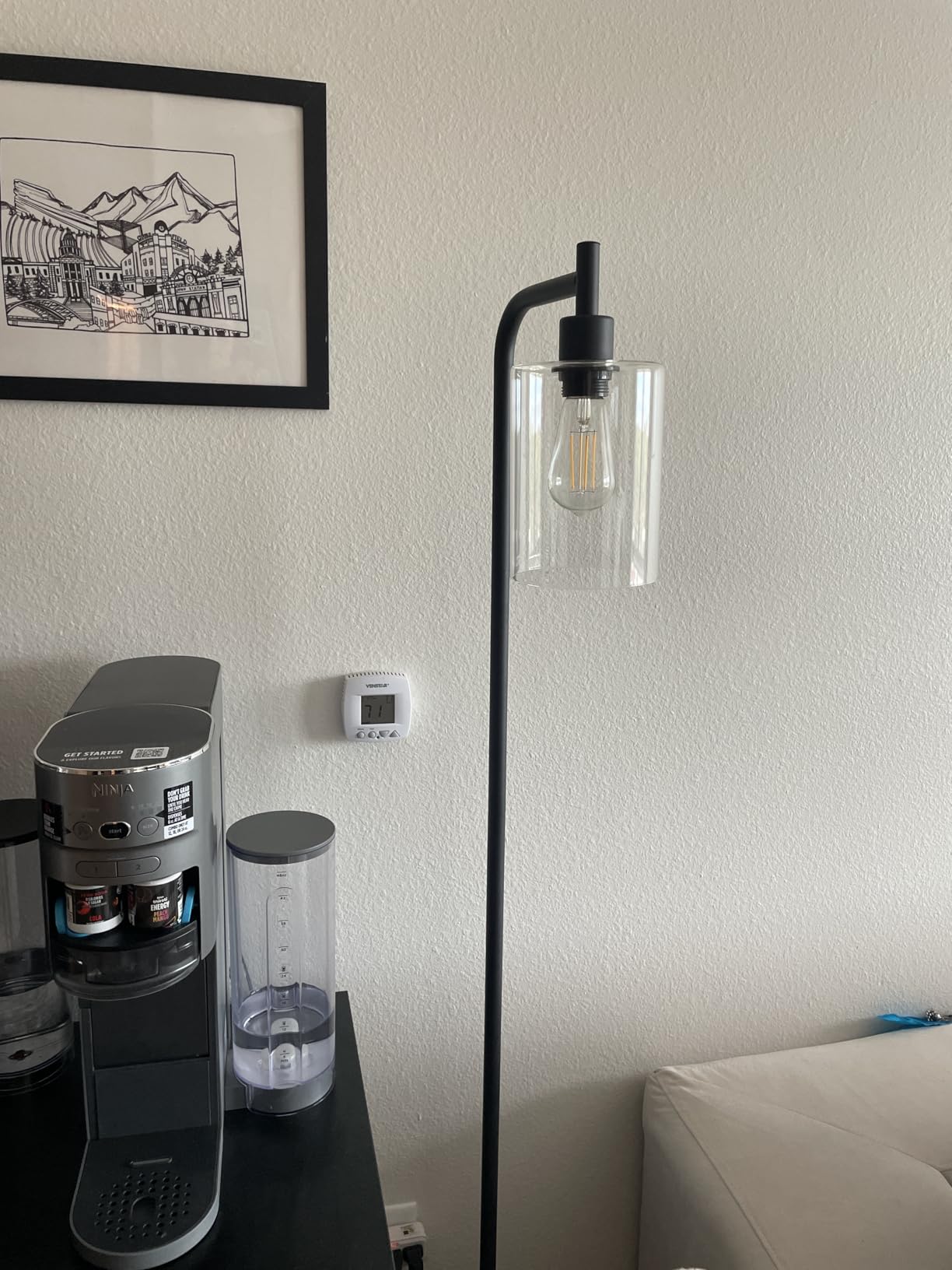 Industrial Floor Lamp with Glass Shade - Black, LED Bulbs, Foot Pedal Switch, Easy Assembly Customer Review Industrial Floor Lamp with Glass Shade - Black, LED Bulbs, Foot Pedal Switch, Easy Assembly - Customer Photo 2
