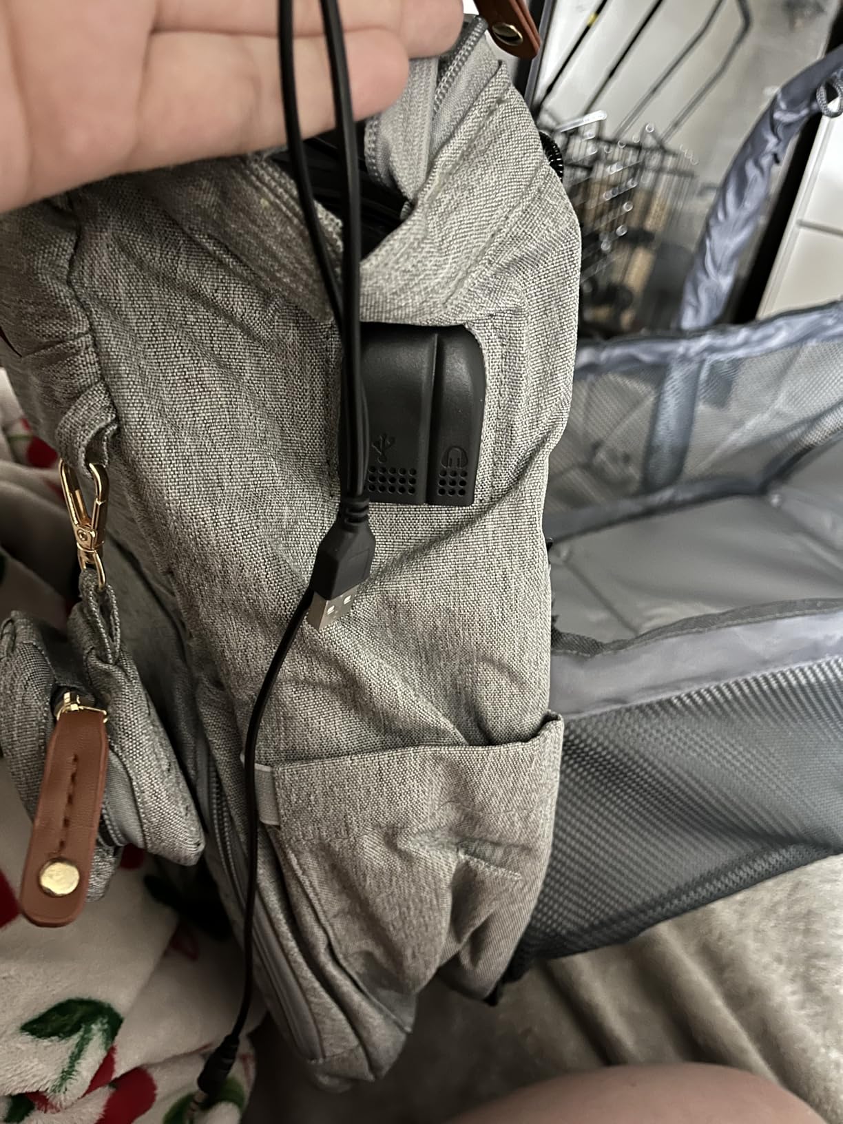 Baby Diaper Bags with Changing Station, Waterproof Diaper Bag Backpack for Moms Dads with USB Charging Port, Baby Shower Gifts, Large Capacity diaper backpack, Grey Customer Review Baby Diaper Bags with Changing Station, Waterproof Diaper Bag Backpack for Moms Dads with USB Charging Port, Baby Shower Gifts, Large Capacity diaper backpack, Grey - Customer Photo 1