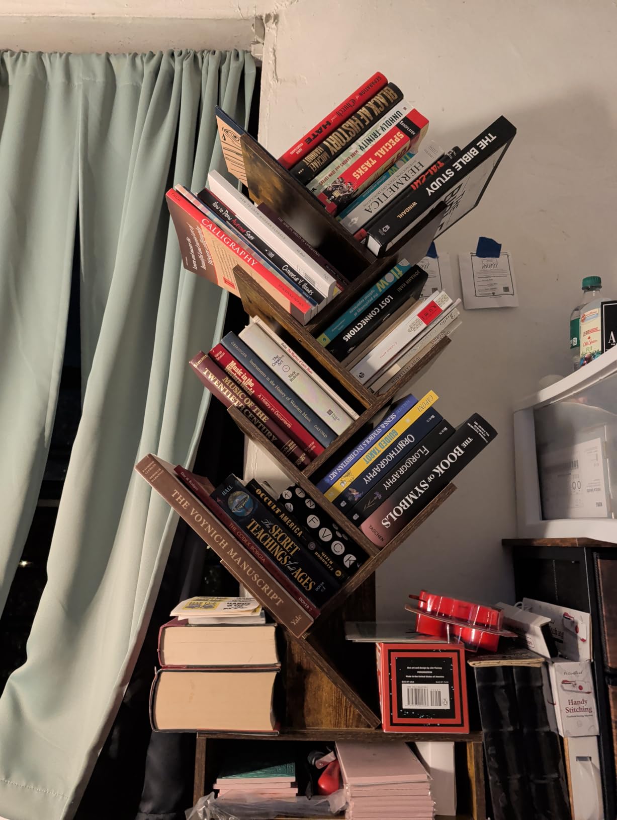 SUNMORY 6 Tier Tree Bookshelf, Small Bookcase with Storage Cabinet, Modern Tall Narrow Bookshelves Organizer, Floor Standing Book Shelf for Bedroom/Living Room/Home Office/Corner, Rustic Brown - Customer Photo 1