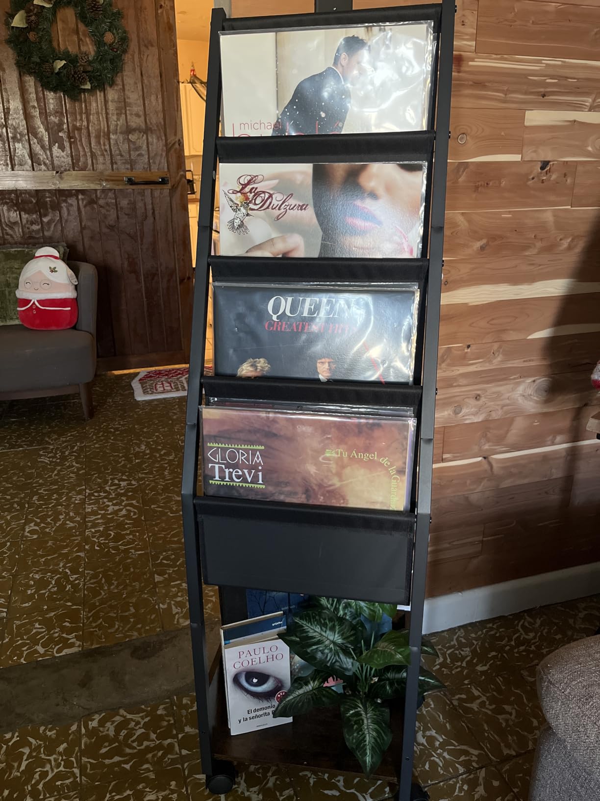 Keebofly Vinyl Record Storage, Record Holder Up to 100 Albums, Record Stand with 4 Tier Vinyl Holder Display Shelf, Movable Vinyl Storage Organizer Rack, Record Cabinet for Book Magazine Turntable - Customer Photo 1