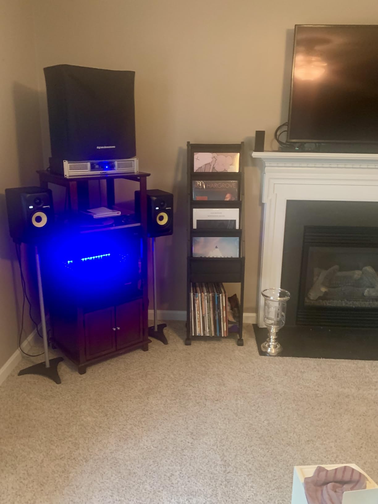 Keebofly Vinyl Record Storage, Record Holder Up to 100 Albums, Record Stand with 4 Tier Vinyl Holder Display Shelf, Movable Vinyl Storage Organizer Rack, Record Cabinet for Book Magazine Turntable - Customer Photo 2