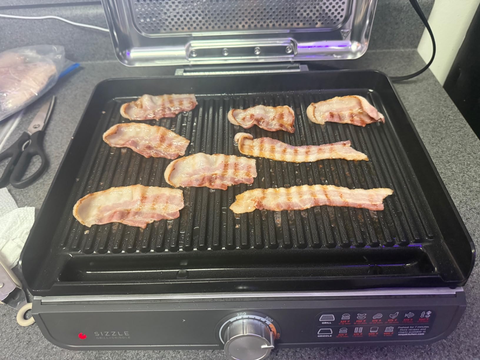Ninja Griddle and Indoor Grill, 14'', Electric Grill, For Steak, Burgers, Salmon, Veggies, and More, Pancake Griddle, Nonstick, Dishwasher Safe, 500F, Even Cooking, Silver, GR101 - Customer Photo 2