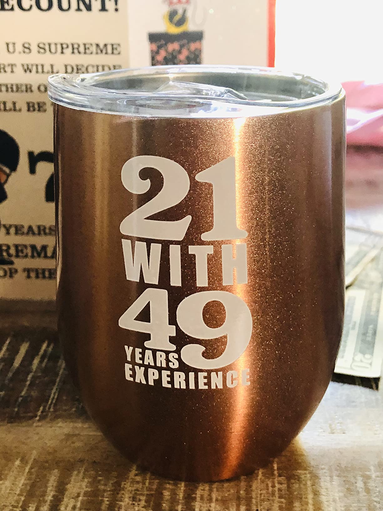 70th Birthday Gifts for Women Funny - 12 Ounce 21 with 49 years Experience Wine Glass 70th Birthday Gifts for Her, 70 Year Old Gifts for Women, 1954 Birthday Gifts For Women Gifts For Women Turning 70 - Customer Photo 2